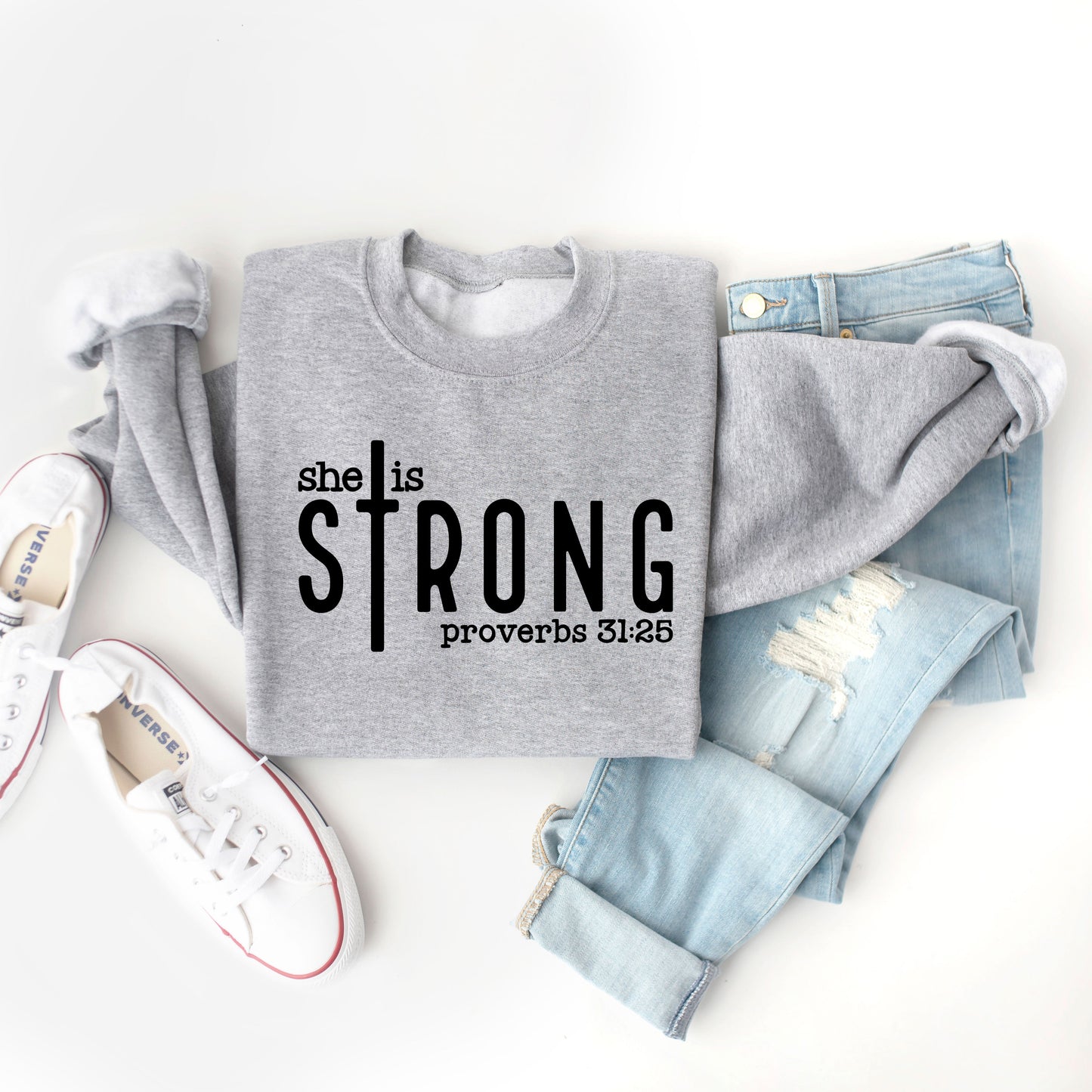 She Is Strong Cross | Sweatshirt