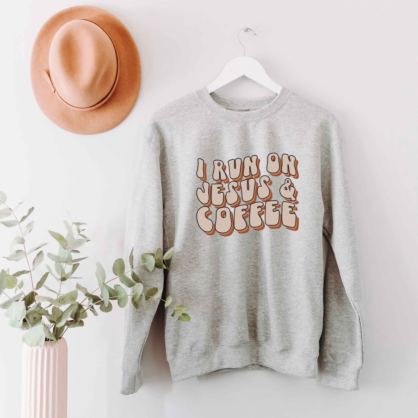 I Run On Coffee And Jesus Retro | Sweatshirt