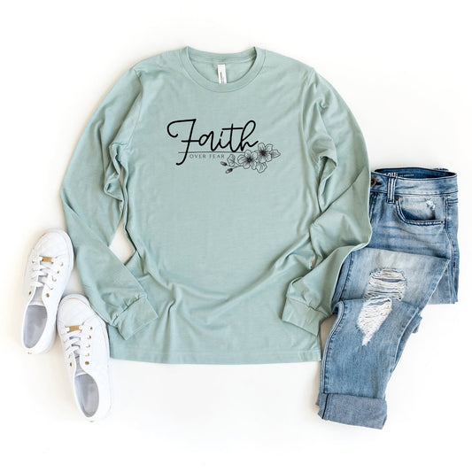 Faith Over Fear Floral | Long Sleeve Crew Neck