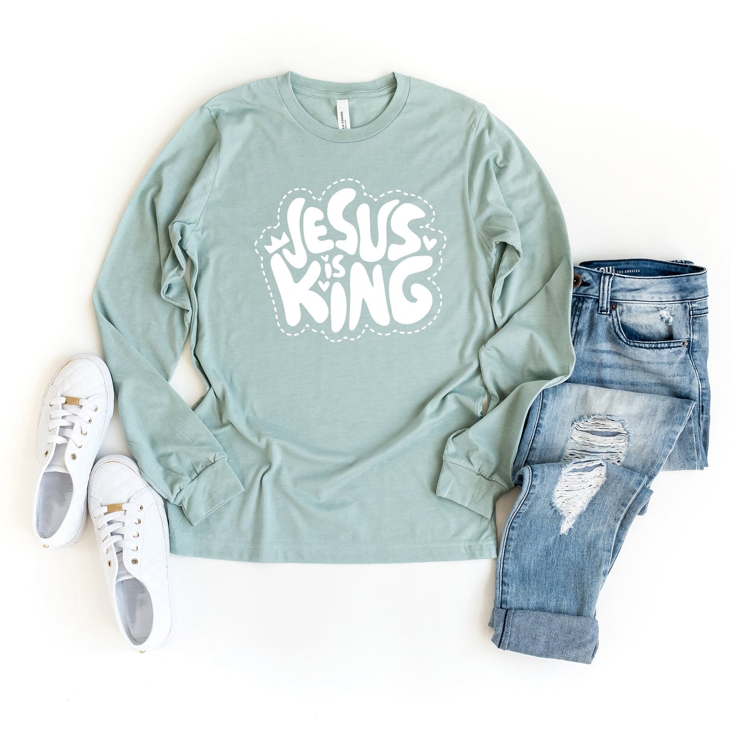 Jesus Is King Hearts | Long Sleeve Crew Neck