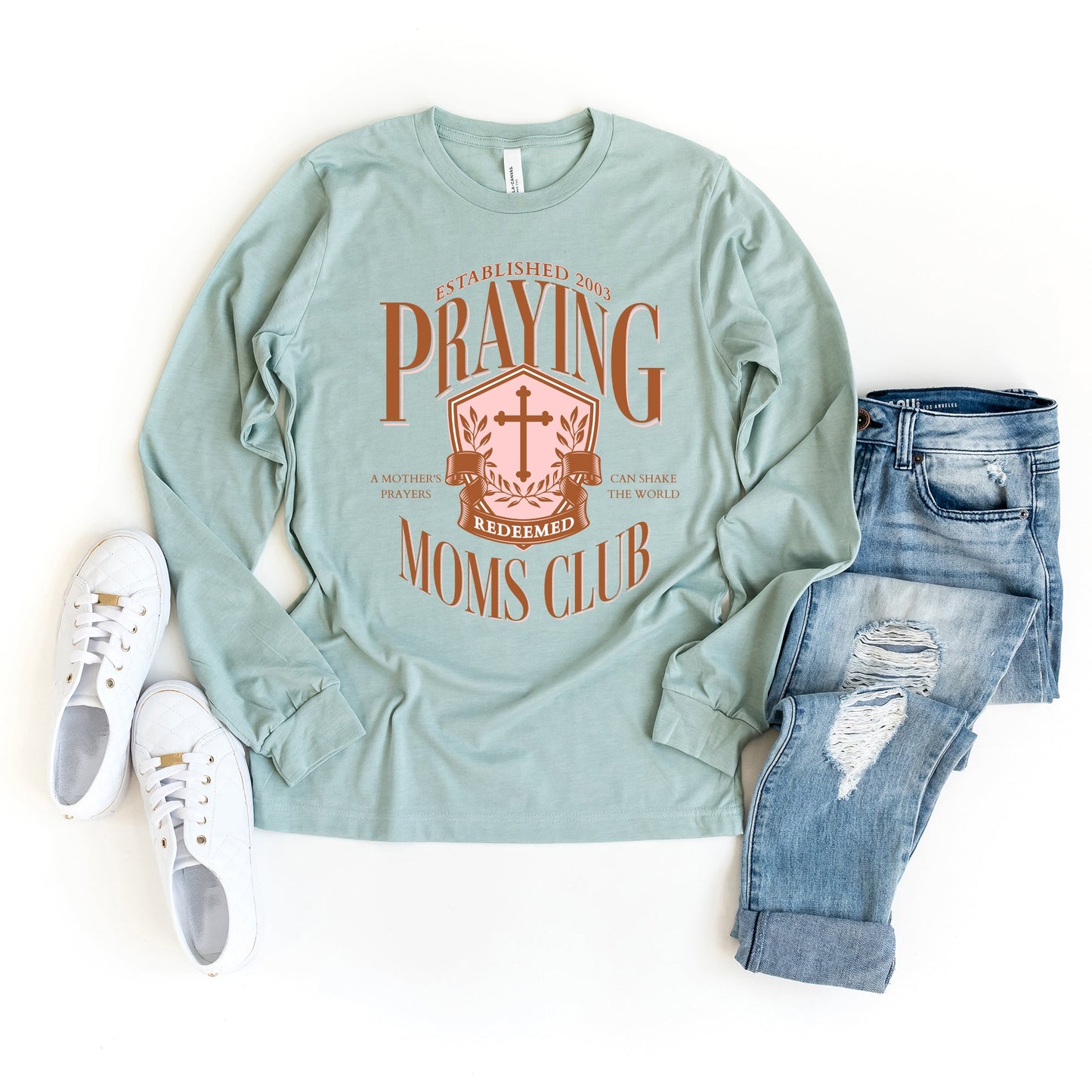 Praying Moms Club Cross | Long Sleeve Crew Neck