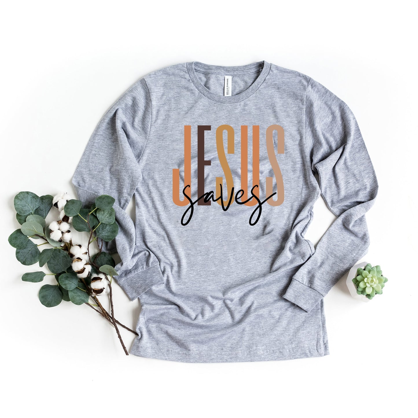 Jesus Saves Cursive | Long Sleeve Crew Neck