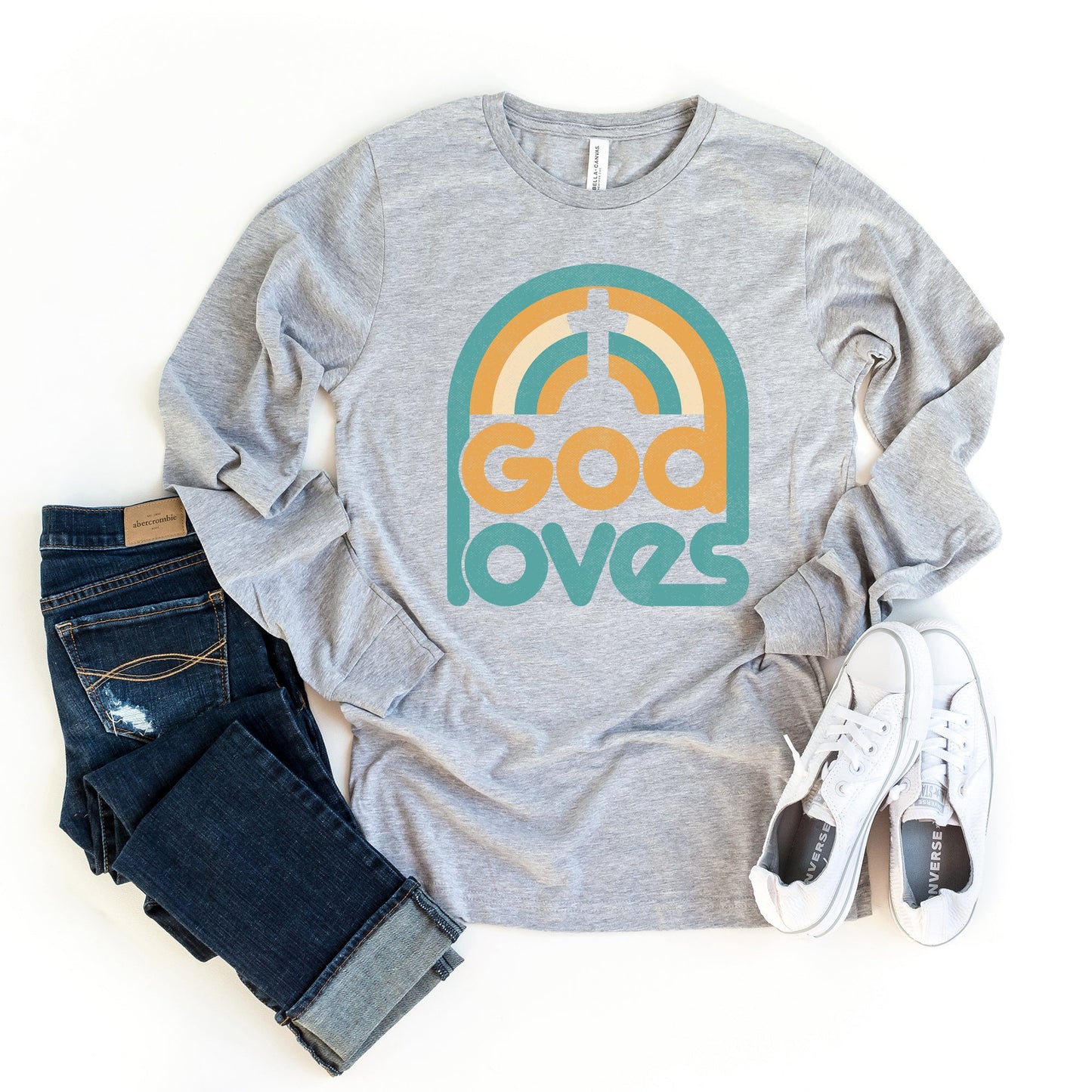 God Loves Rainbow | Long Sleeve Crew Neck