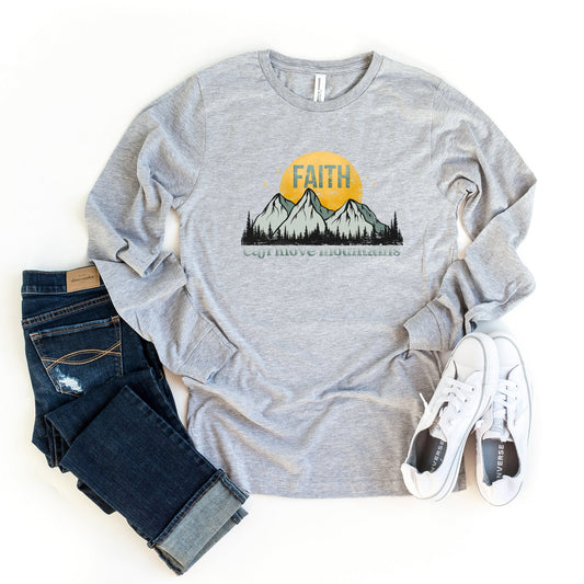 Retro Faith Can Move Mountains | Long Sleeve Crew Neck