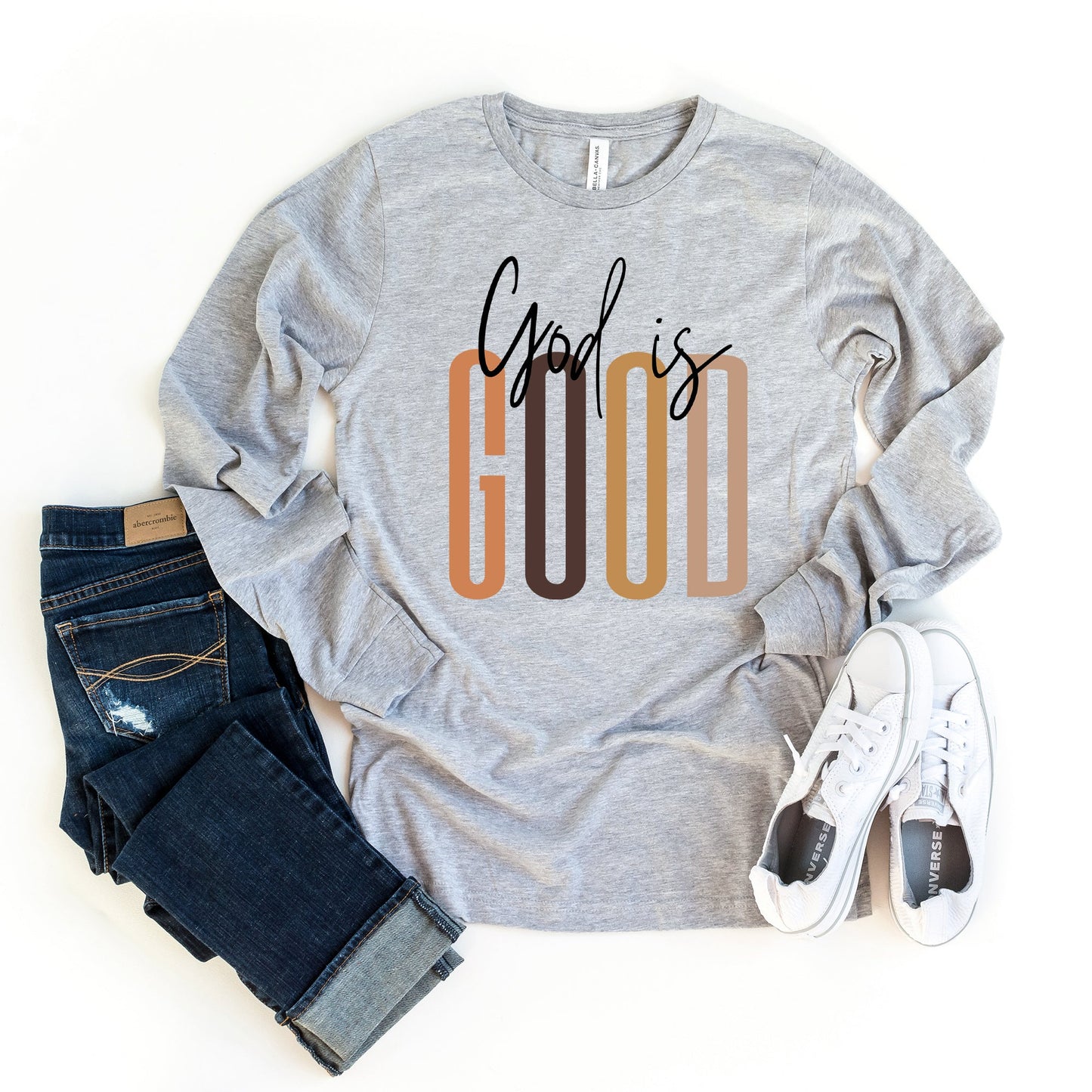 God Is Good Cursive | Long Sleeve Crew Neck