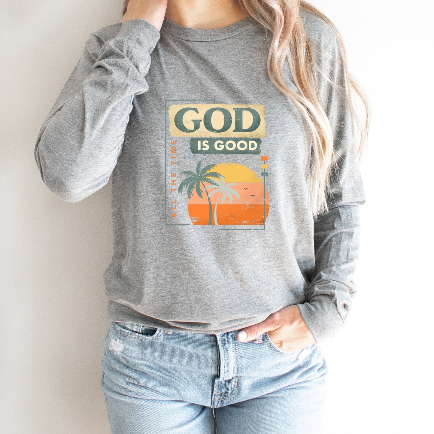 God Is Good Sunset | Long Sleeve Crew Neck