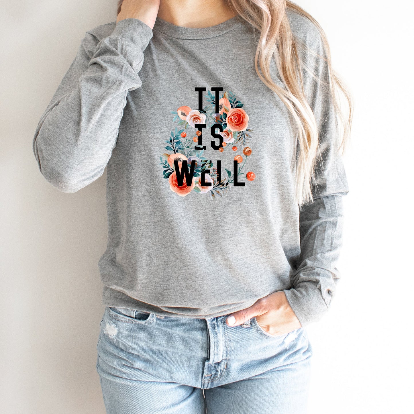 It Is Well Floral | Long Sleeve Crew Neck