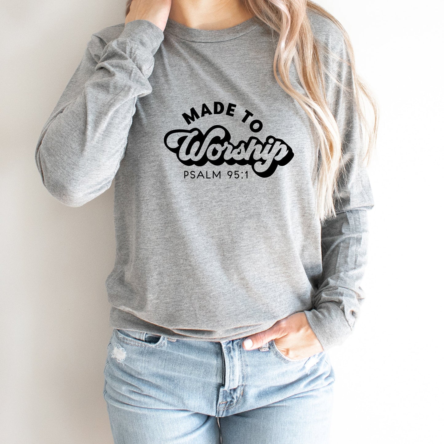 Retro Made To Worship | Long Sleeve Crew Neck