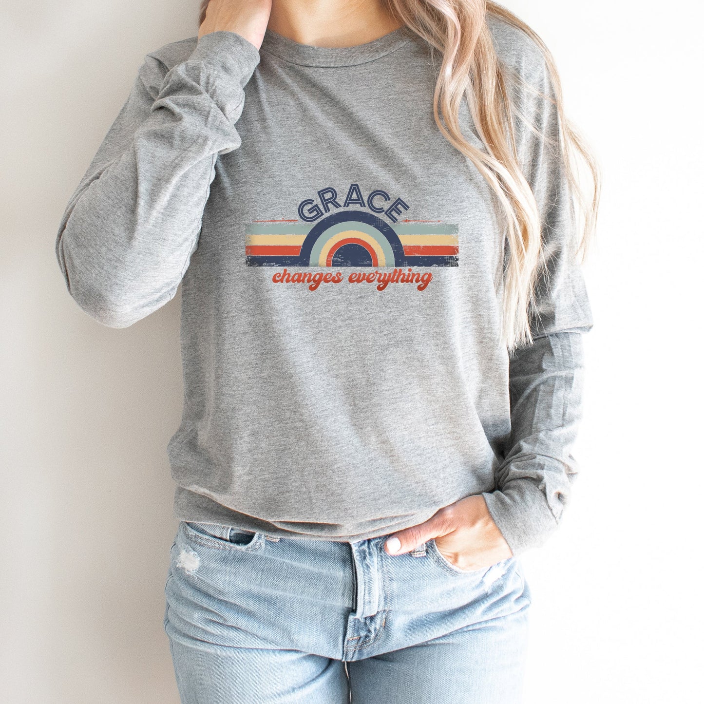 Grace Changes Everything Colorful | Long Sleeve Crew Neck