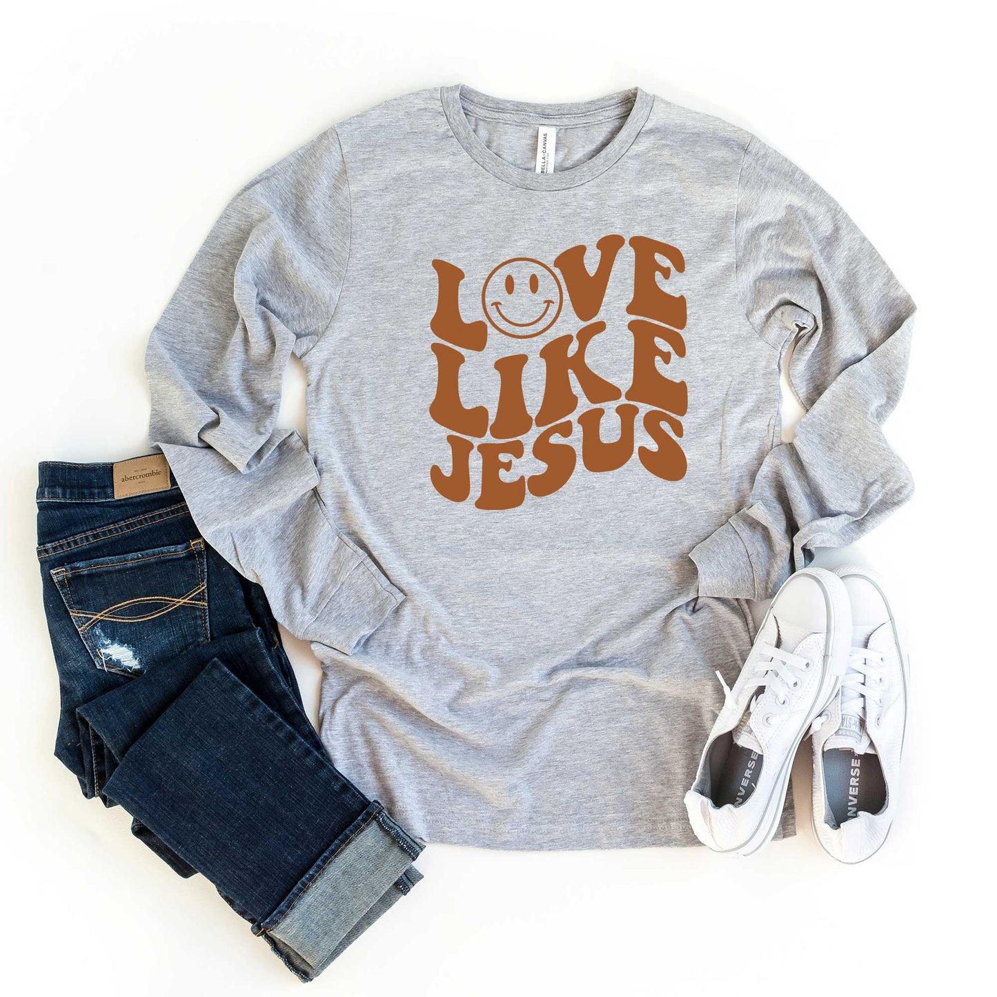 Love Like Jesus Smiley Face | Long Sleeve Crew Neck