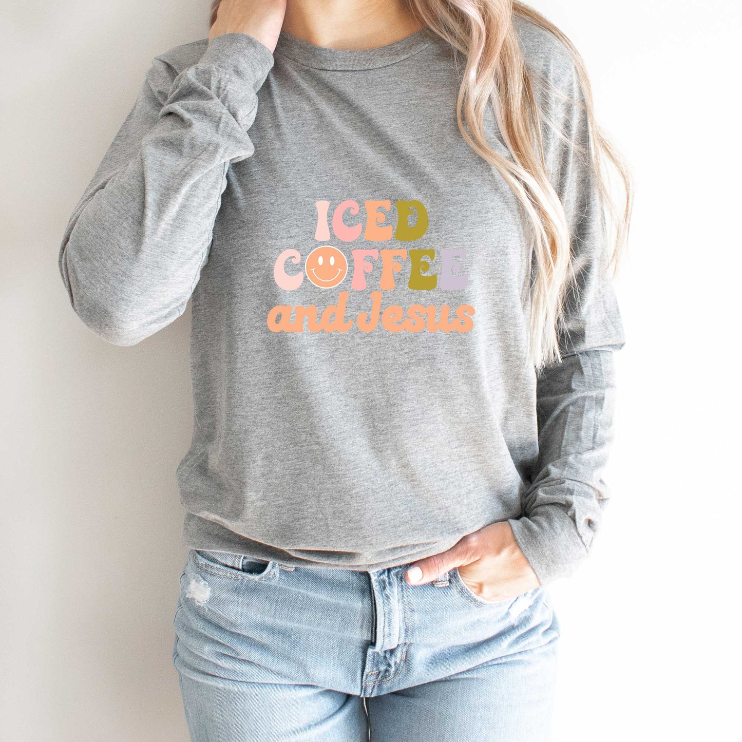 Iced Coffee And Jesus | Long Sleeve Crew Neck