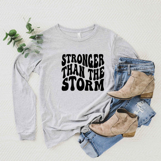 Retro Stronger Than The Storm Wavy | Long Sleeve Crew Neck