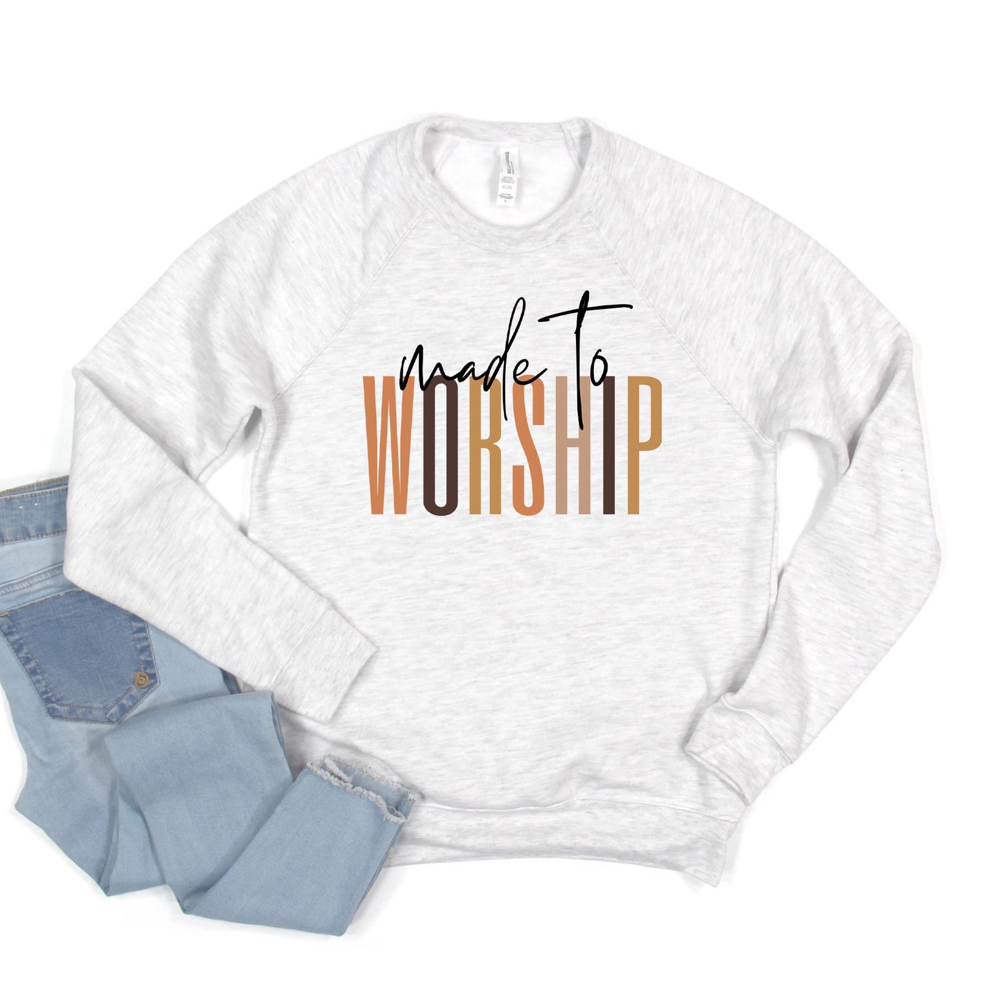 Made To Worship Cursive | Bella Canvas Sweatshirt