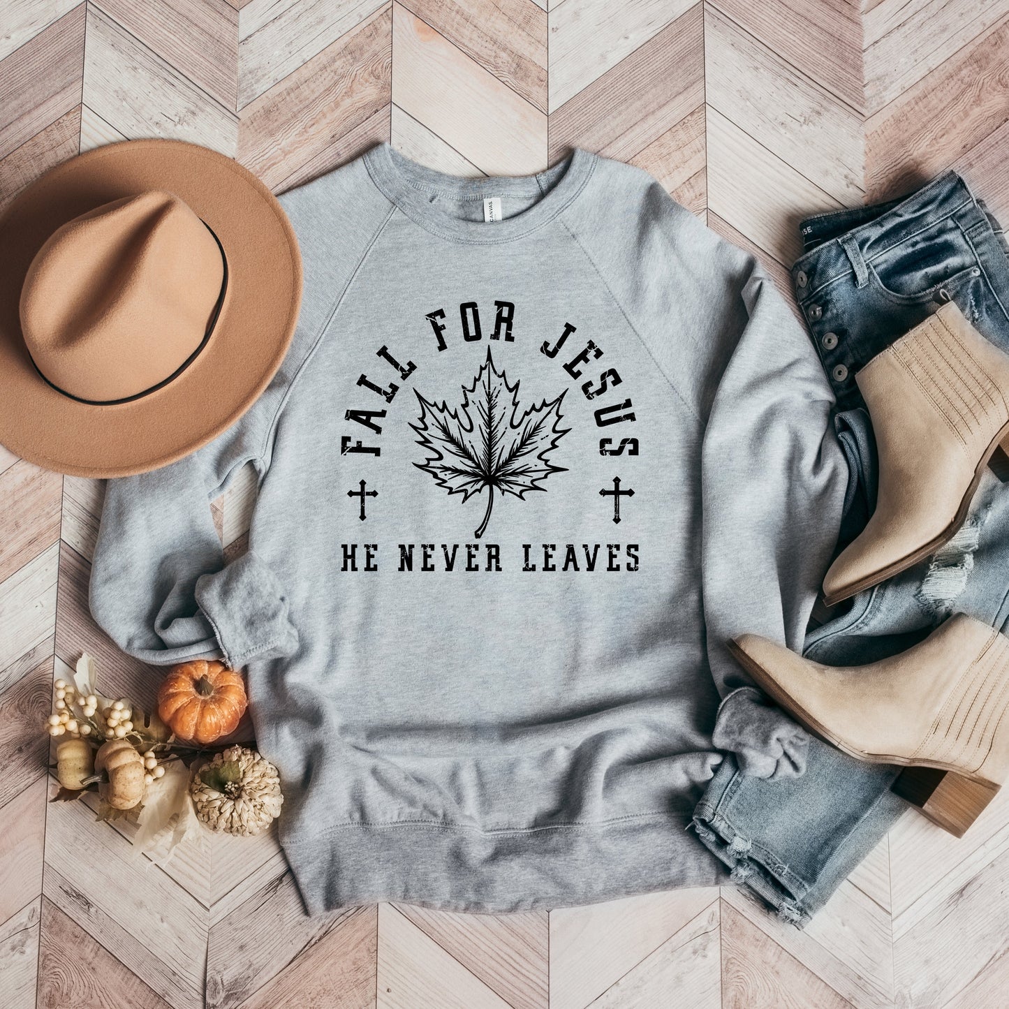 Fall For Jesus Leaf | Bella Canvas Sweatshirt