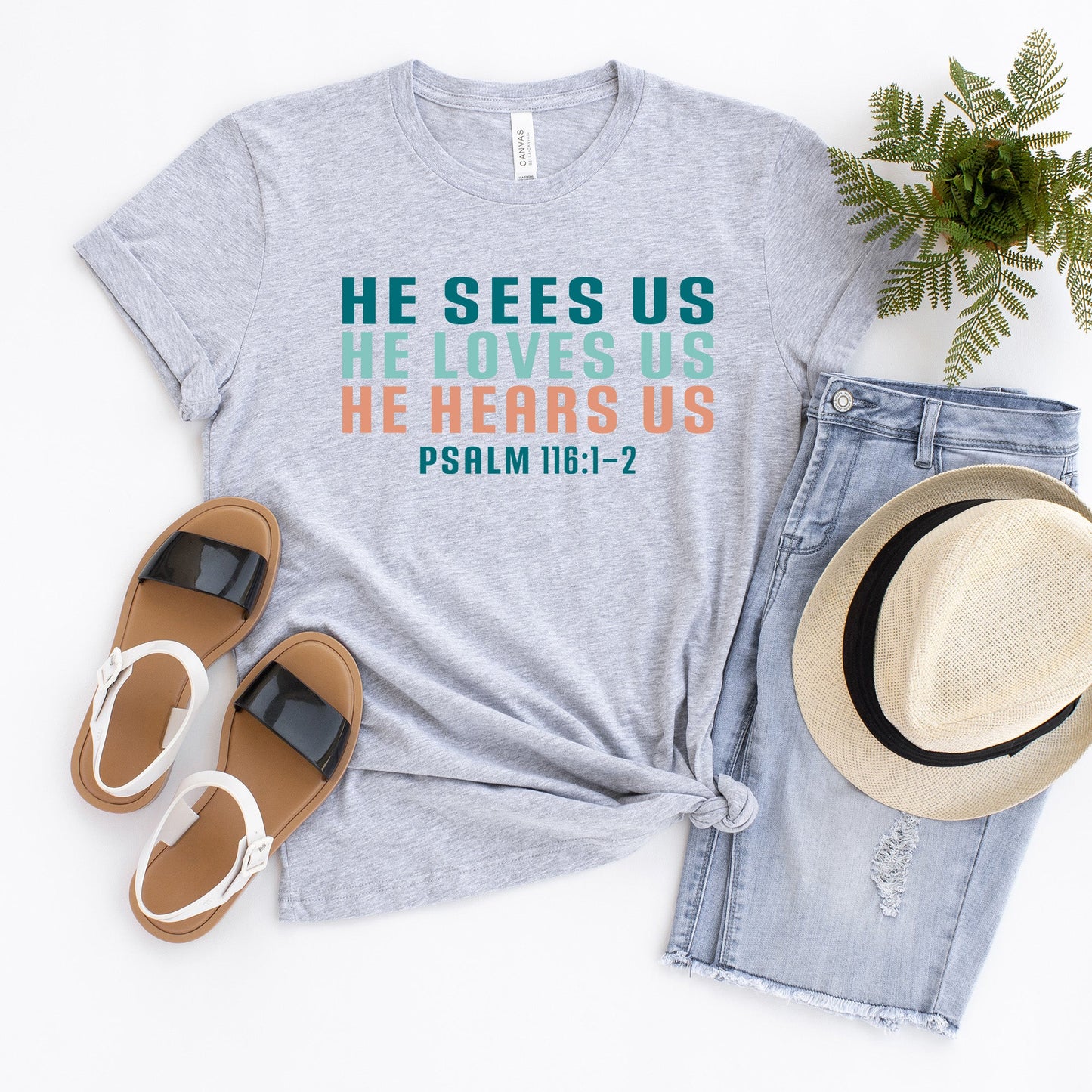 He Sees Us Colorful Words | Short Sleeve Crew Neck