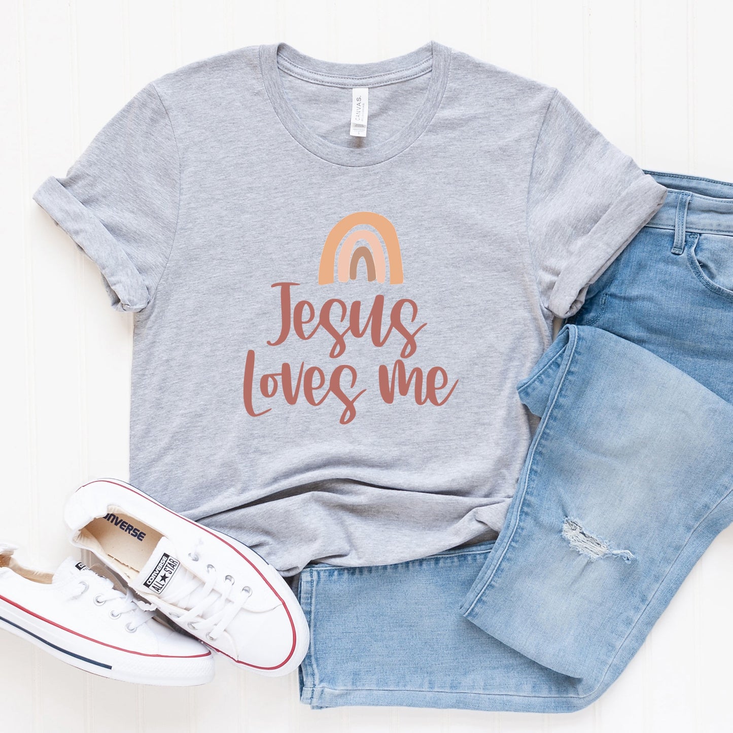 Jesus Loves Me Rainbow | Short Sleeve Crew Neck