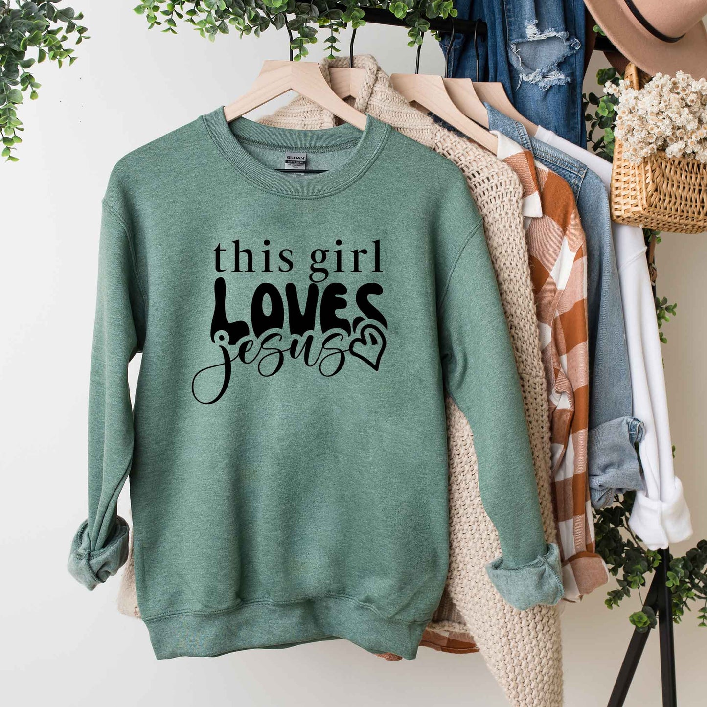 This Girl Loves Jesus Heart | Sweatshirt