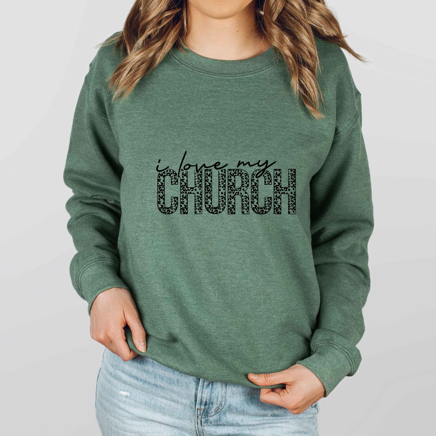 I Love My Church Leopard | Sweatshirt