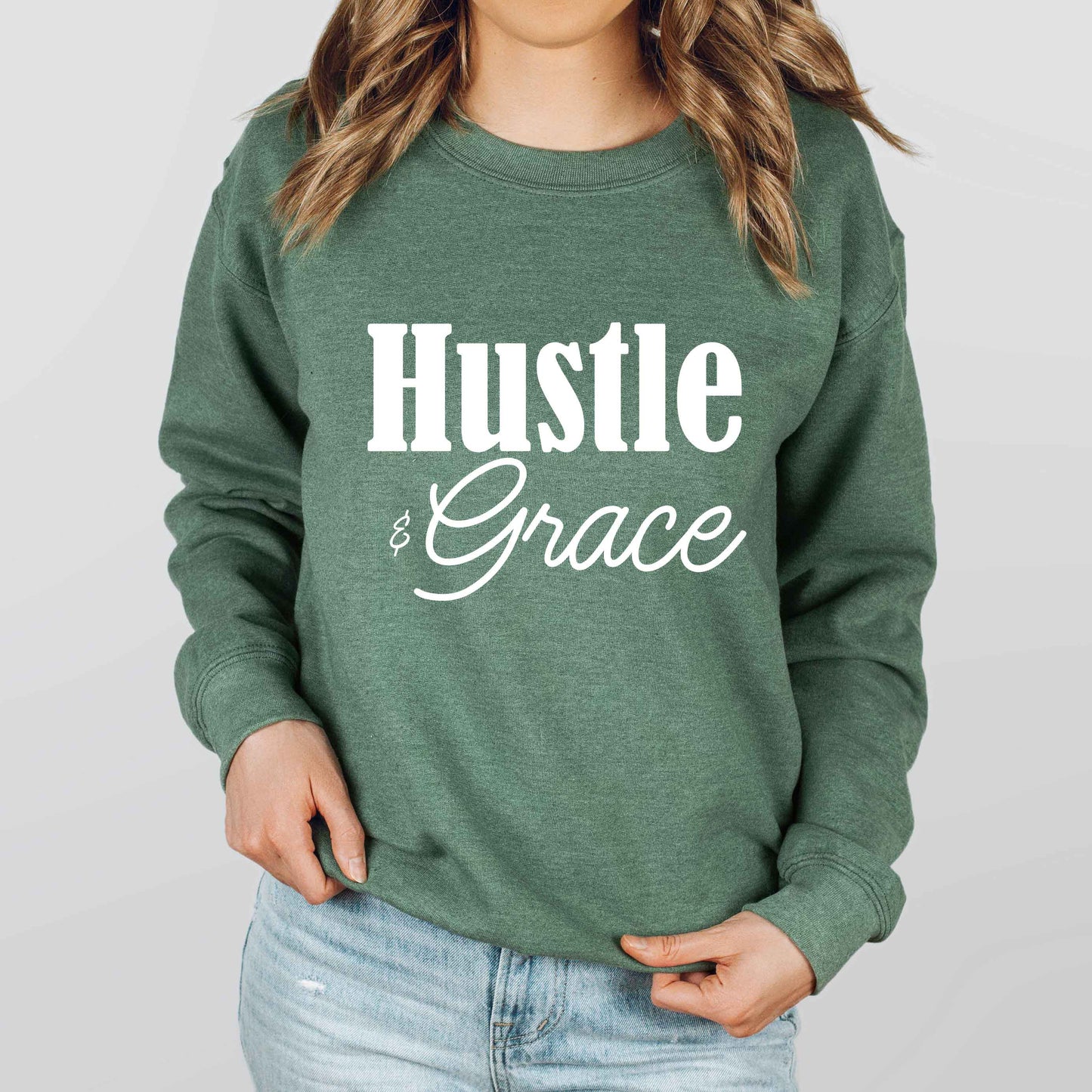 Hustle And Grace Cursive | Sweatshirt