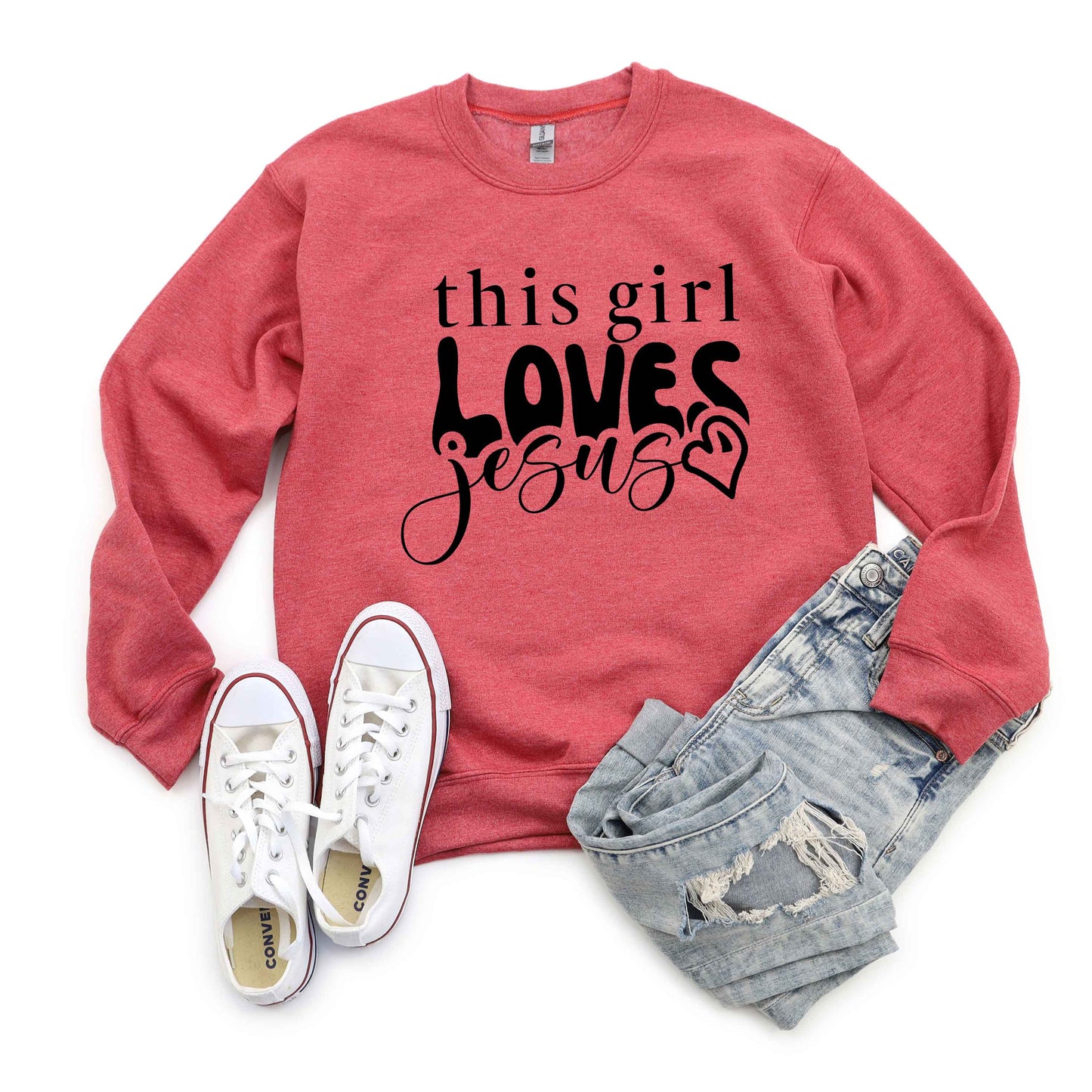 This Girl Loves Jesus Heart | Sweatshirt