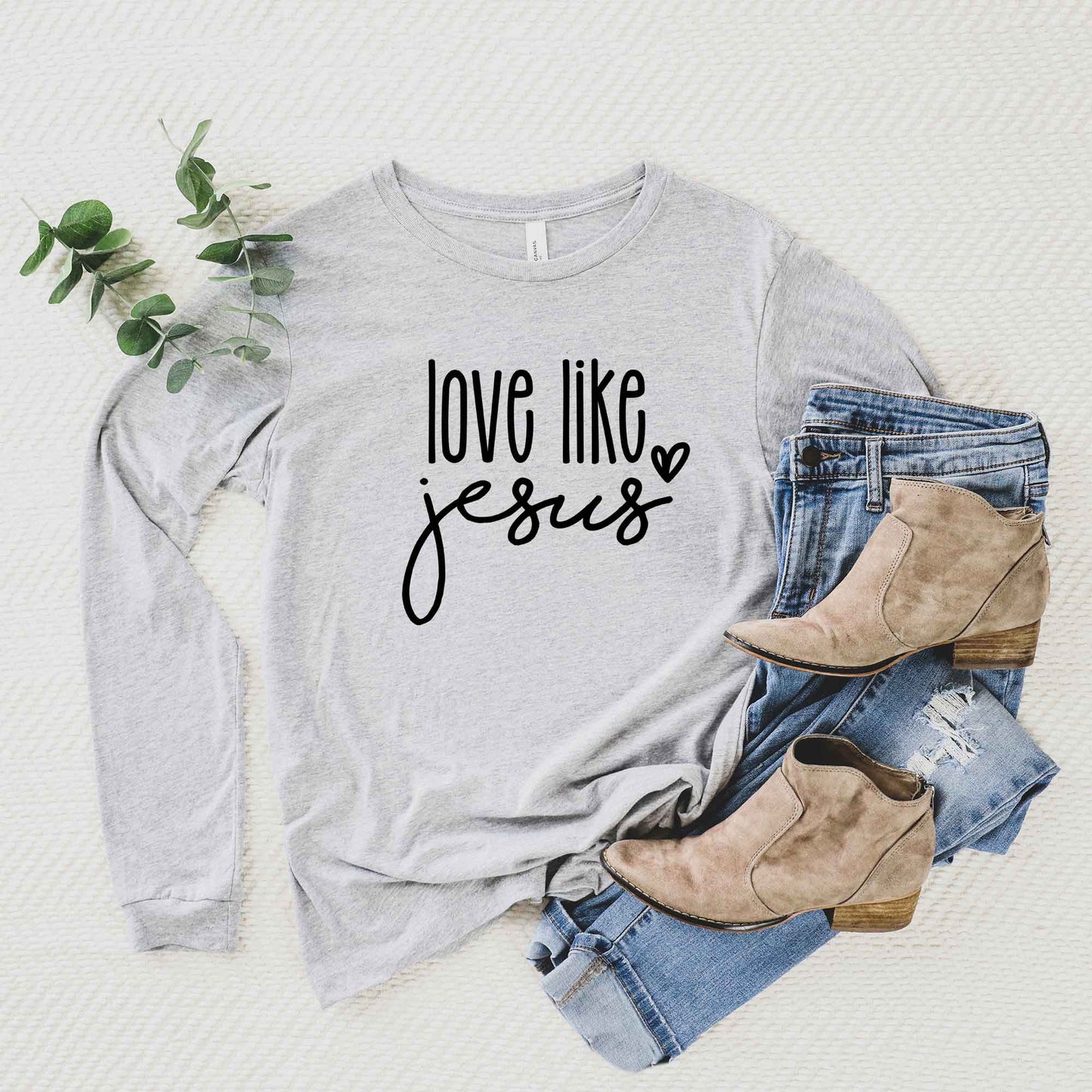 Love Like Jesus Cursive Heart | Long Sleeve Crew Neck