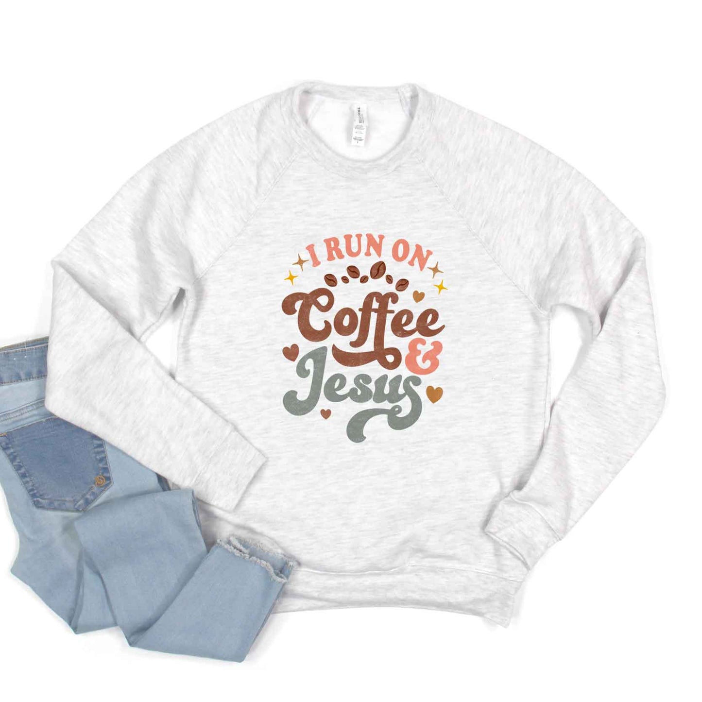 Coffee and Jesus Colorful | Bella Canvas Premium Sweatshirt