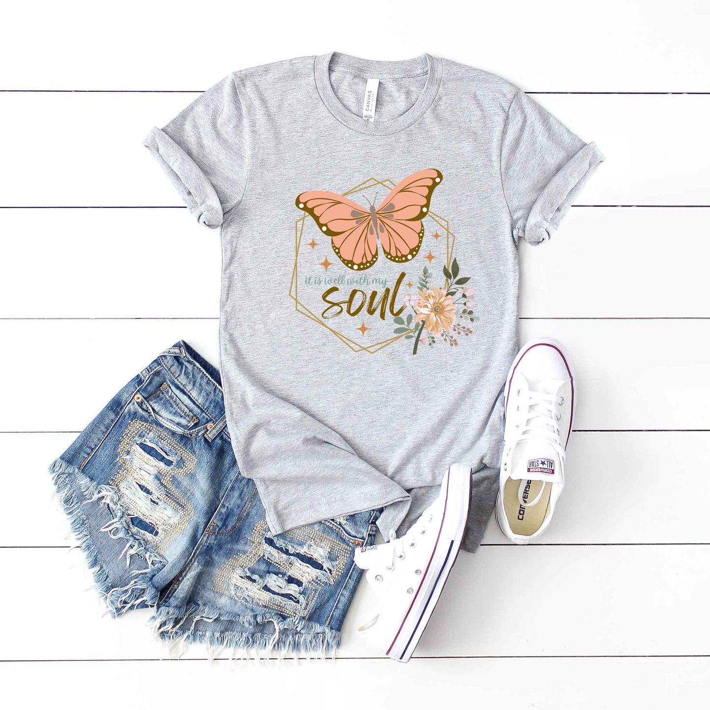 It Is Well Butterfly | Short Sleeve Crew Neck