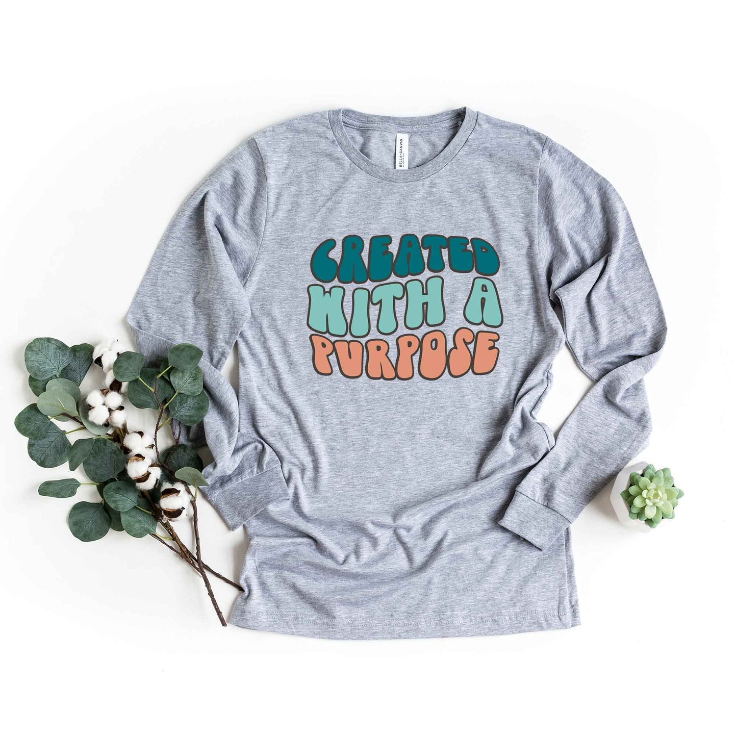 Retro Created With A Purpose | Long Sleeve Crew Neck