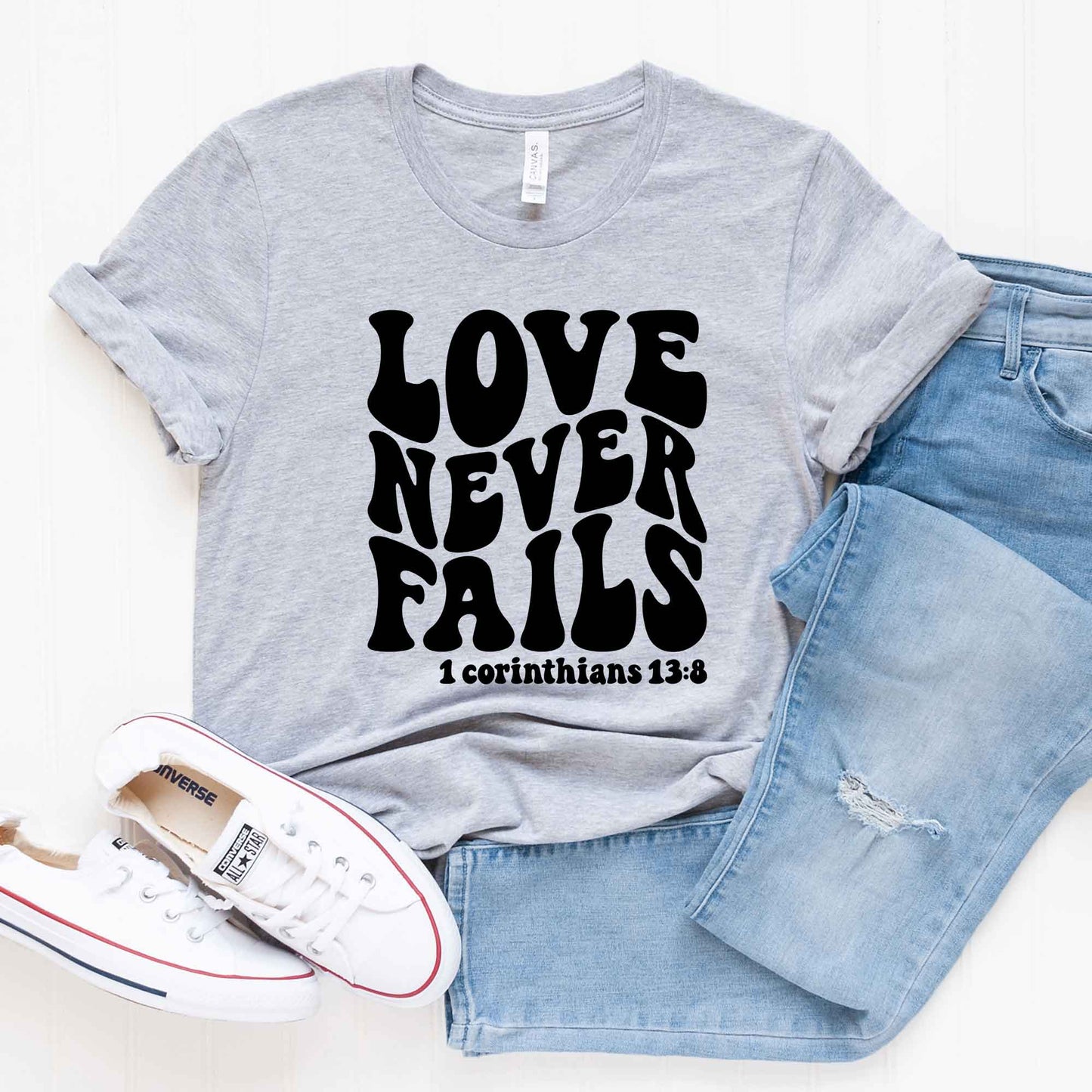 Love Never Fails Wavy | Short Sleeve Crew Neck