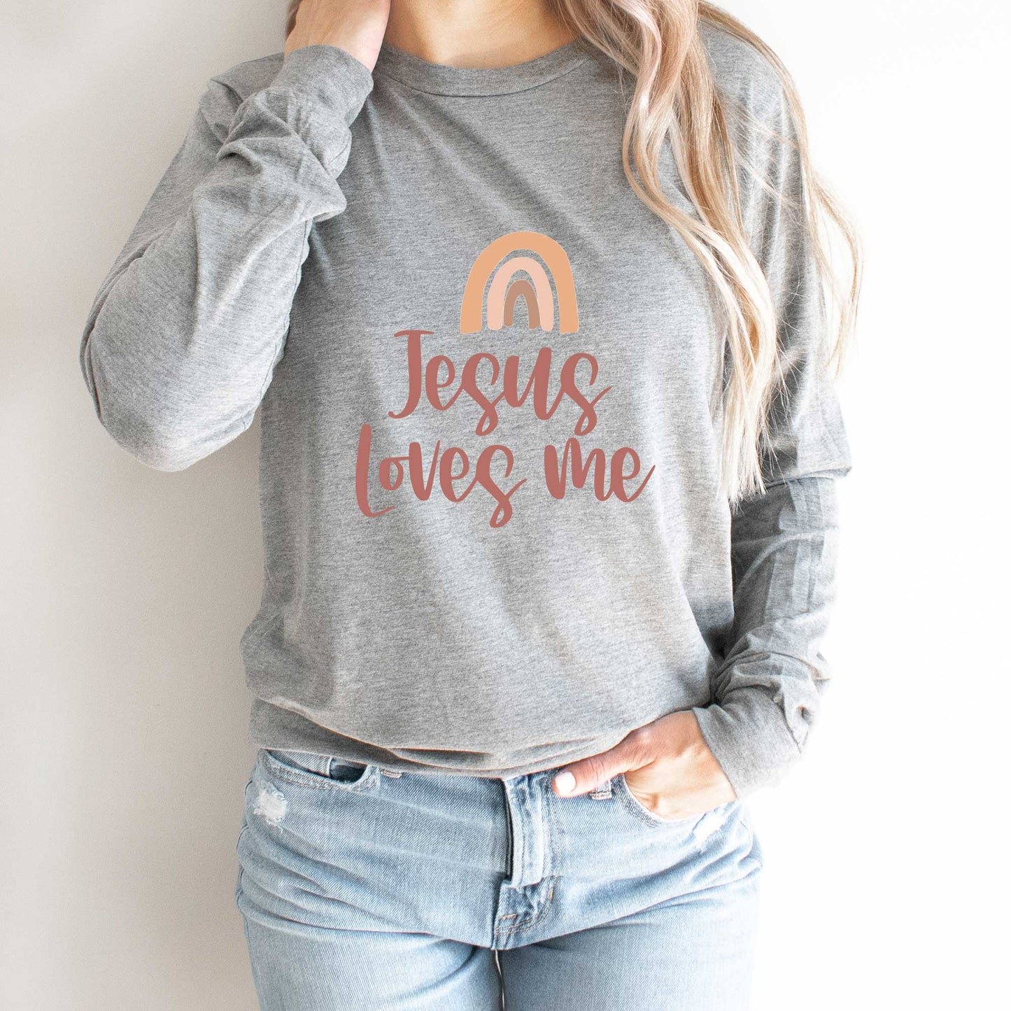 Jesus Loves Me Rainbow | Long Sleeve Crew Neck