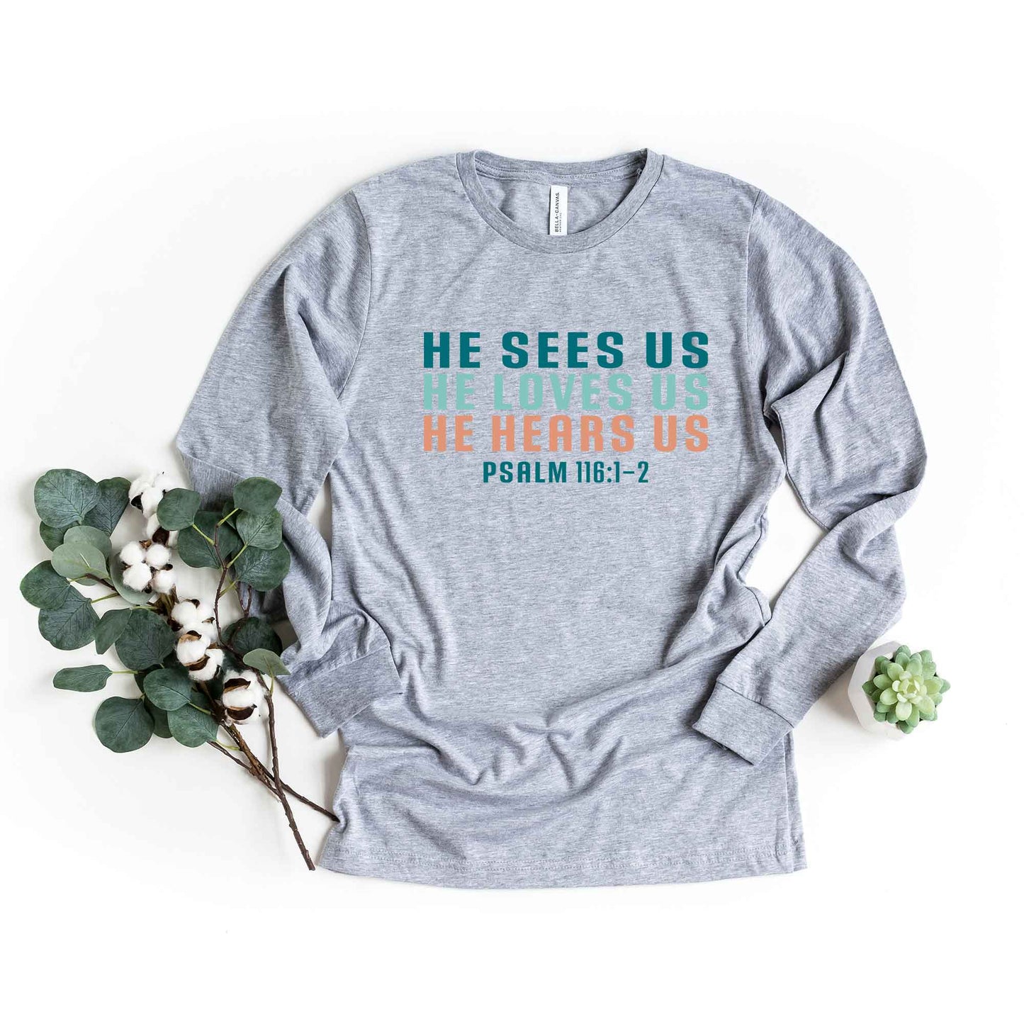 He Sees Us Colorful Words | Long Sleeve Crew Neck