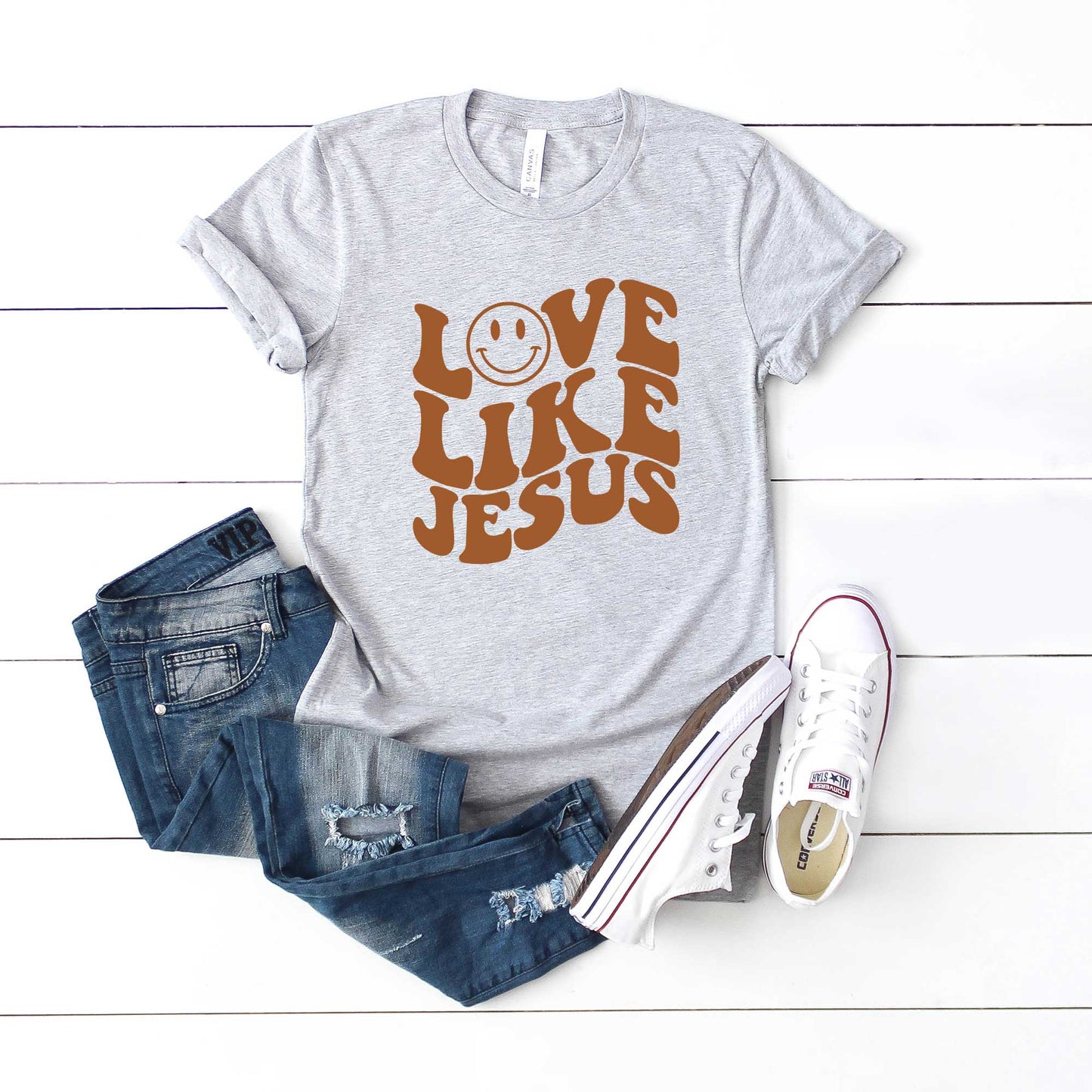 Love Like Jesus Smiley Face | Short Sleeve Crew Neck