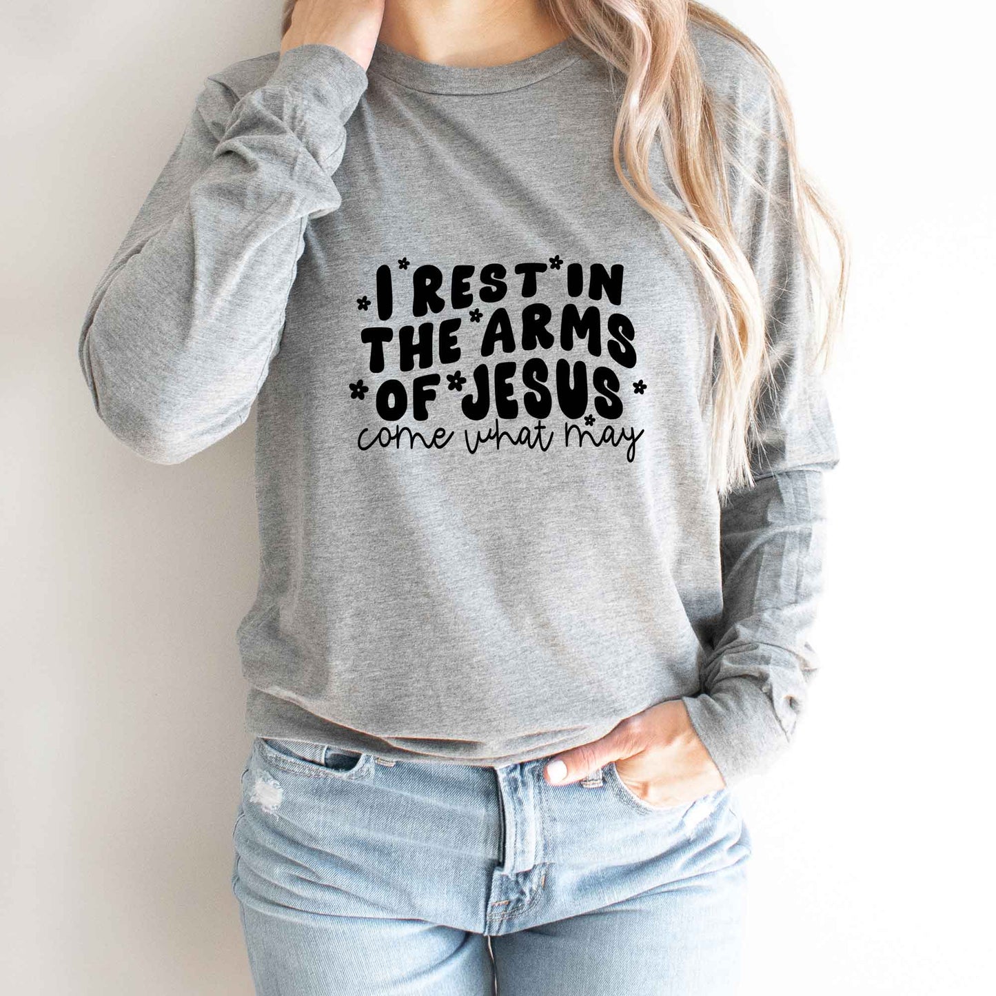 I Rest In The Arms Of Jesus | Long Sleeve Crew Neck