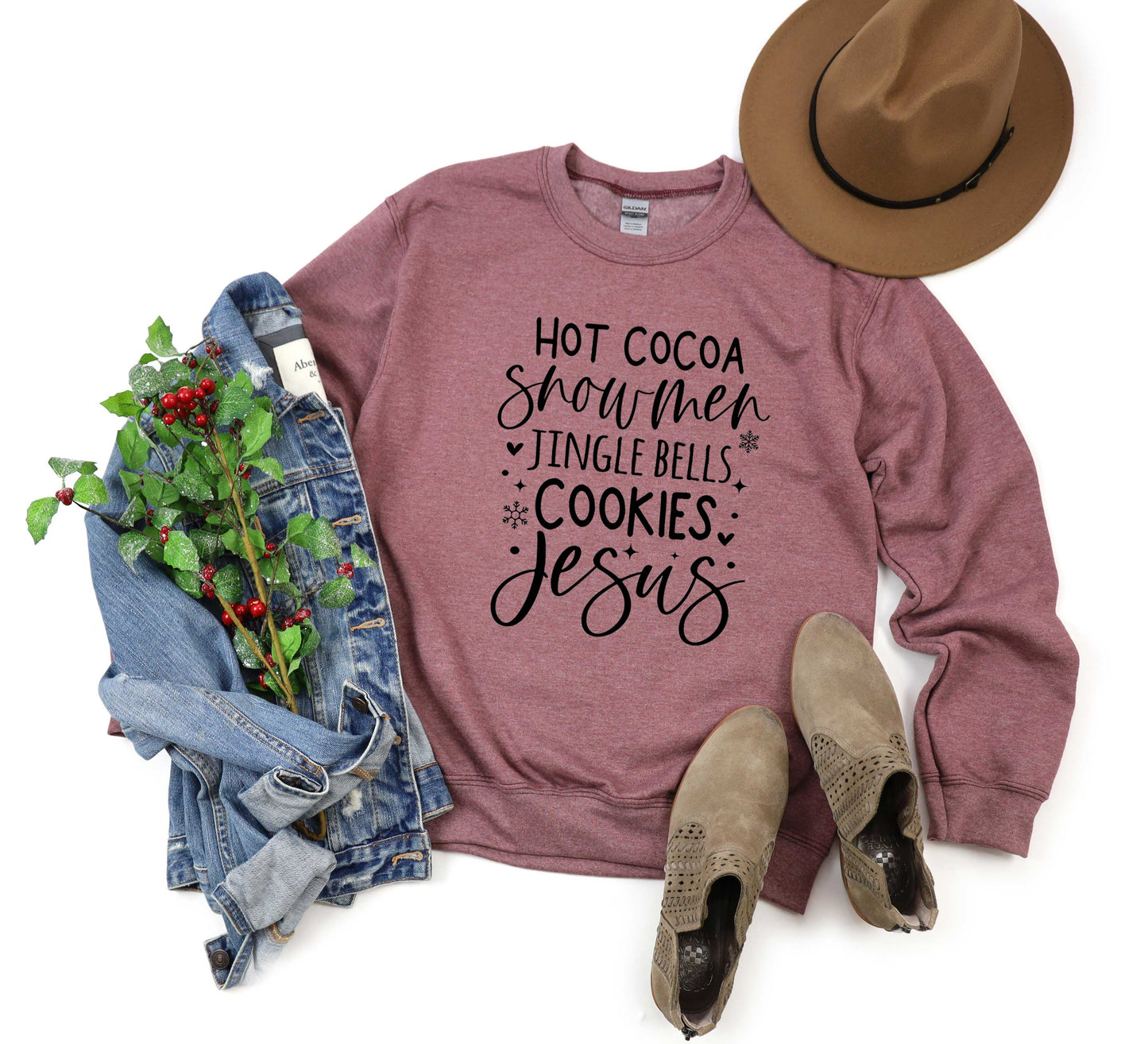 Hot Cocoa Snowmen Jesus | Sweatshirt