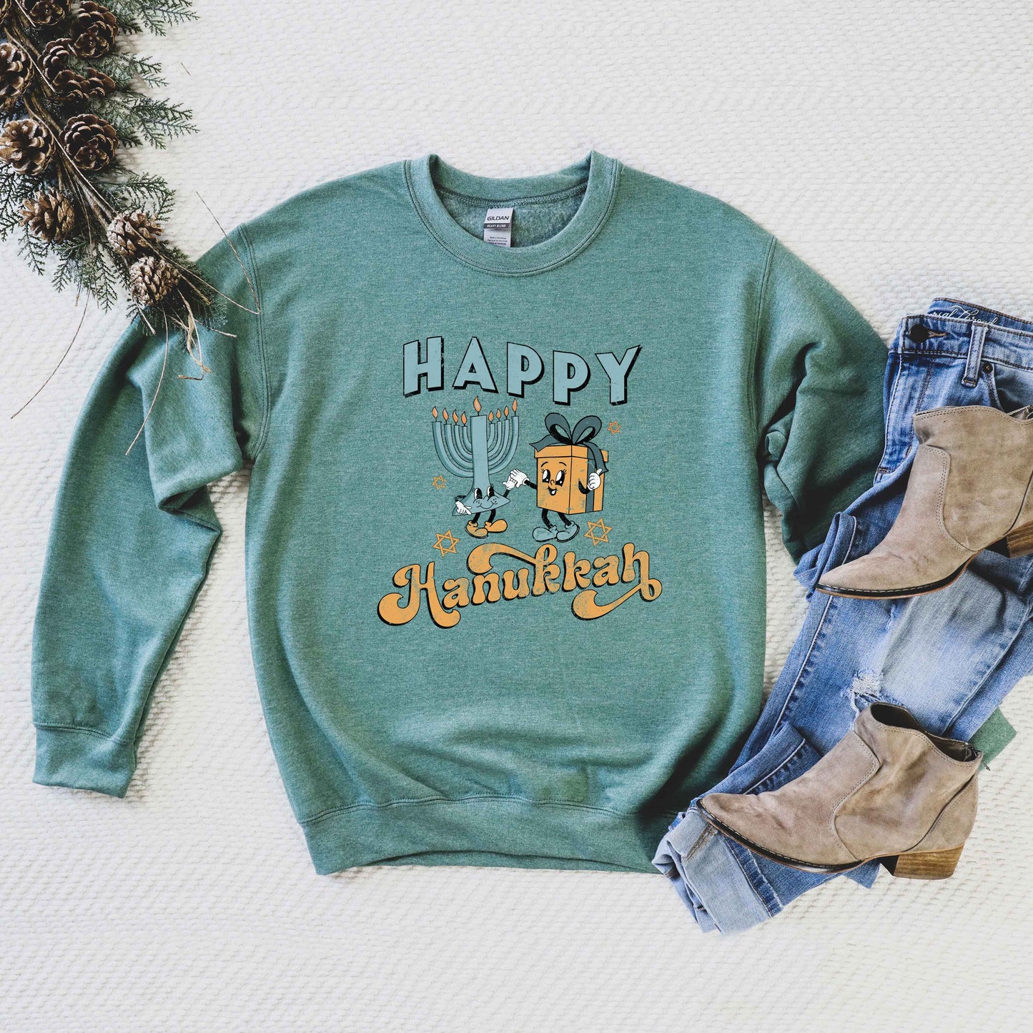 Happy Hanukkah Distressed | Sweatshirt