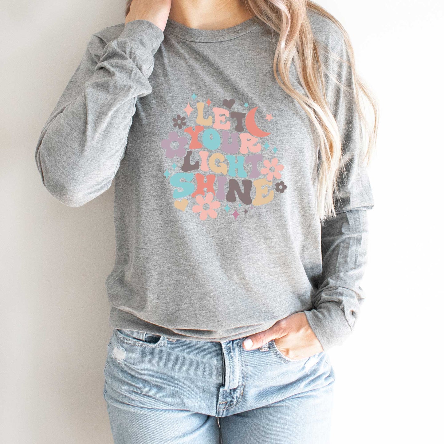 Let Your Light Shine Flowers | Long Sleeve Crew Neck