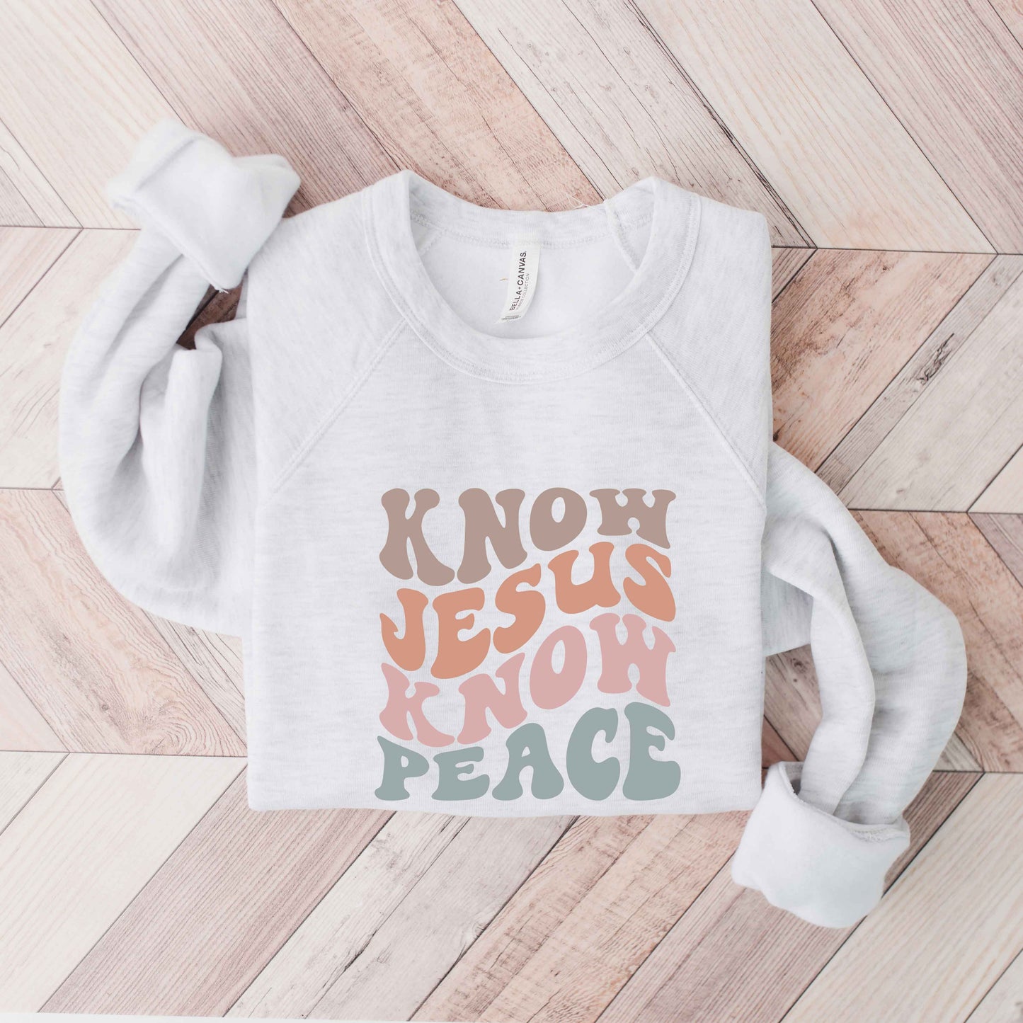 Know Jesus Know Peace Wavy | Bella Canvas Premium Sweatshirt