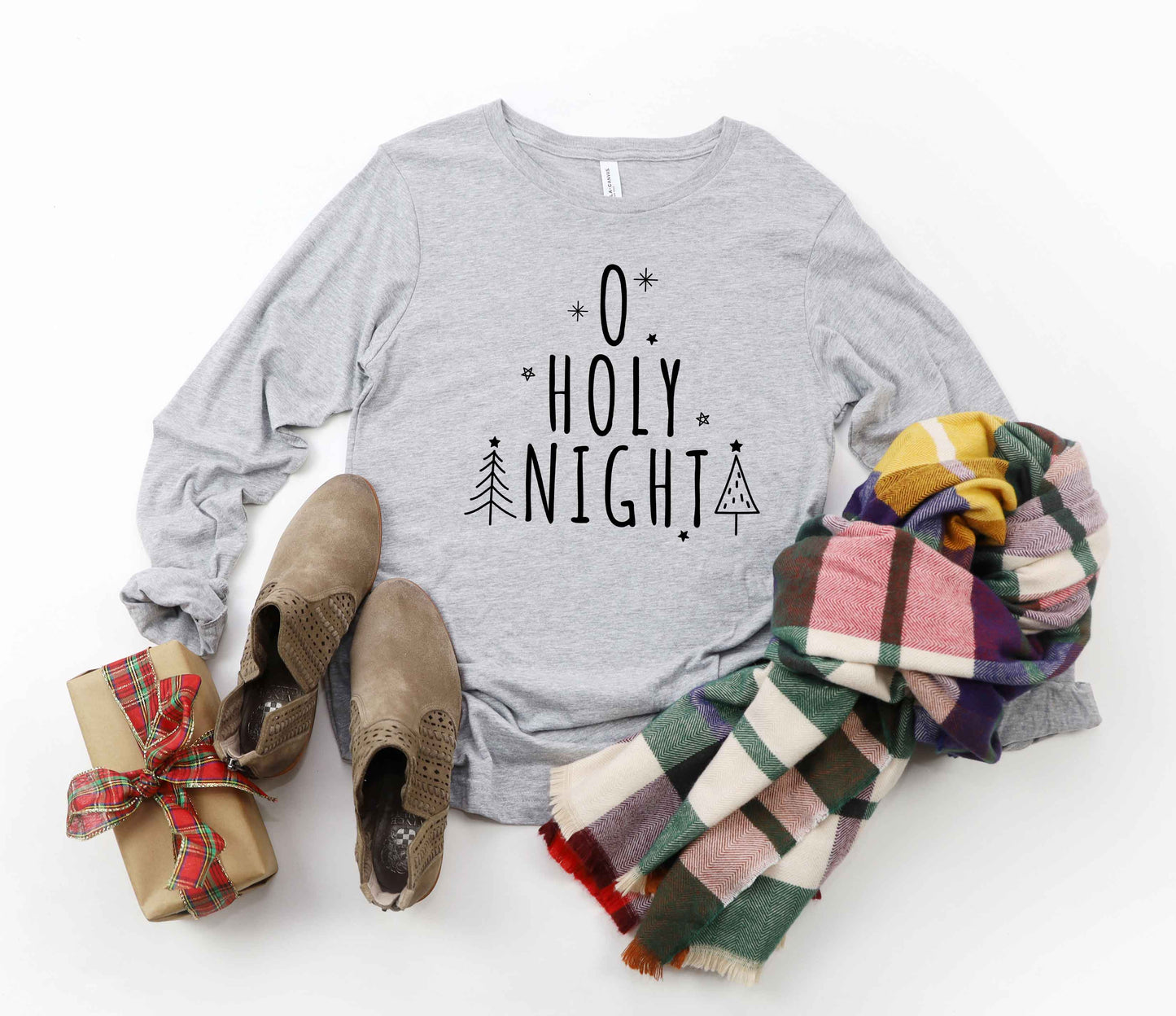 Oh Holy Night Trees | Long Sleeve Crew Neck