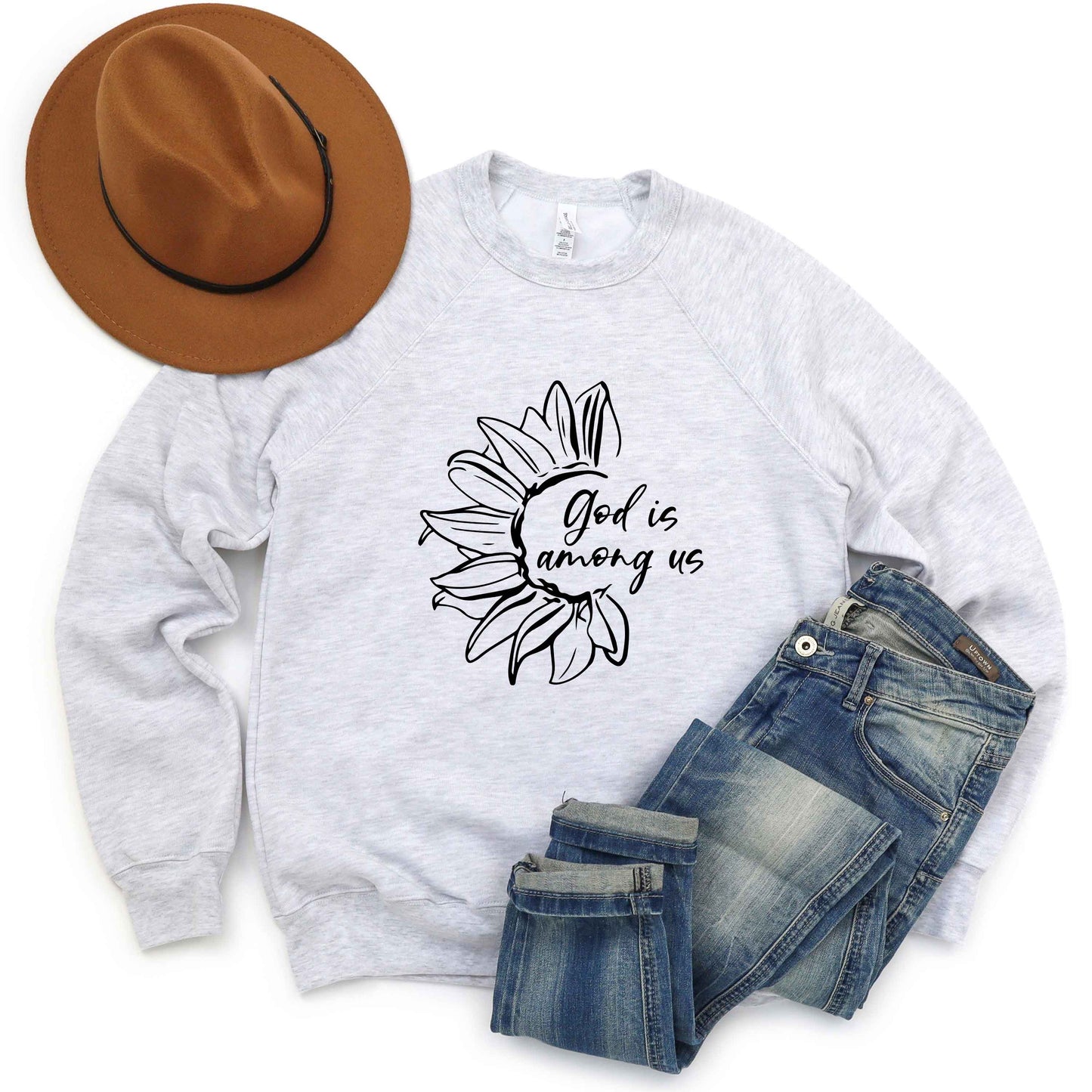 God Is Among Us Flower | Bella Canvas Premium Sweatshirt