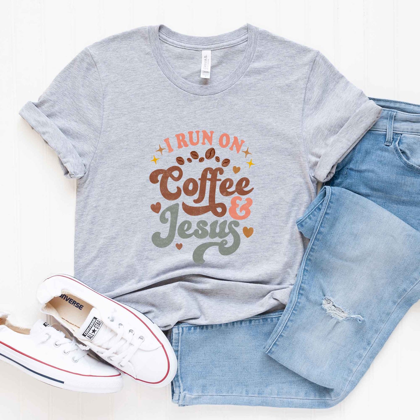 Coffee and Jesus Colorful | Short Sleeve Crew Neck