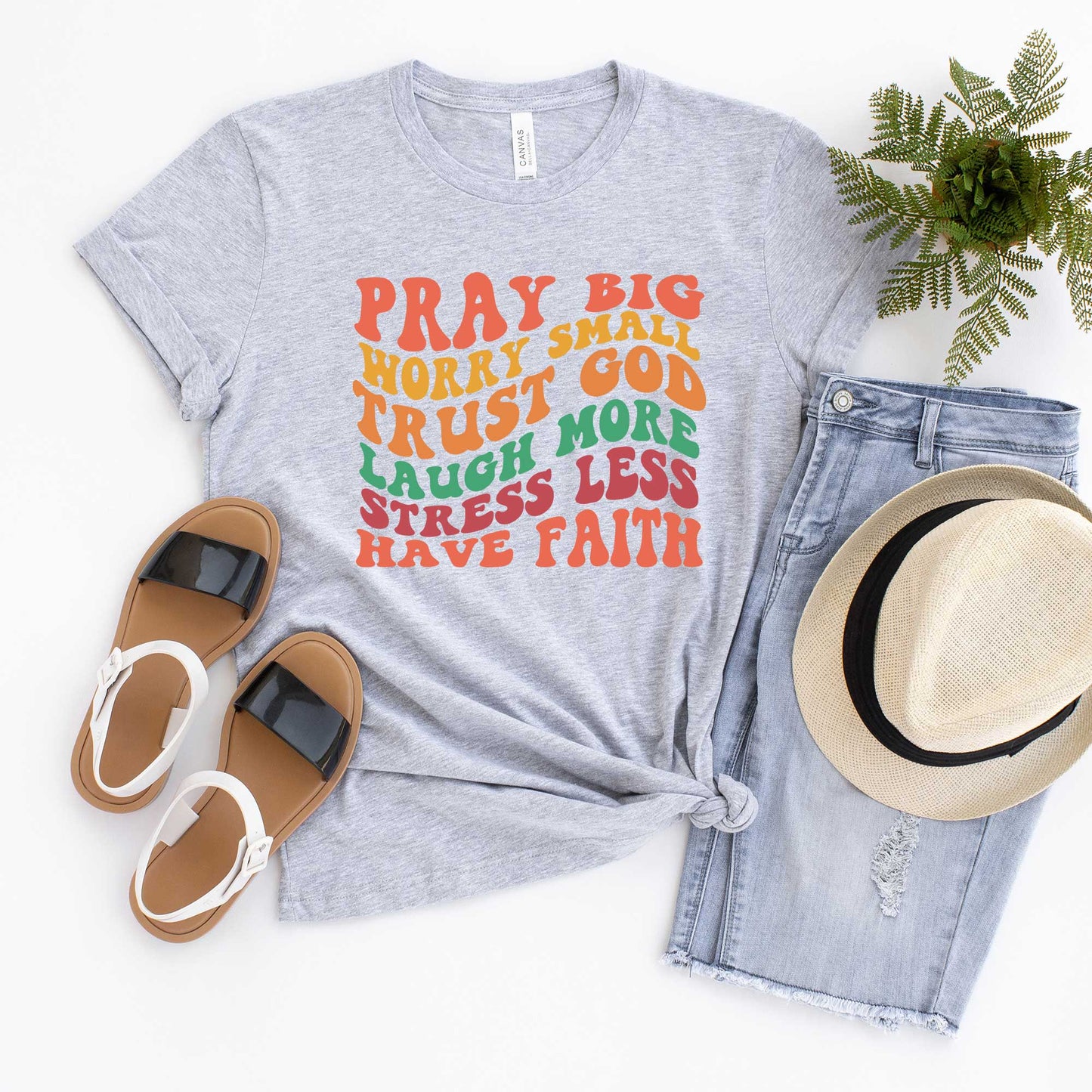 Have Faith Wavy Colorful | Short Sleeve Crew Neck