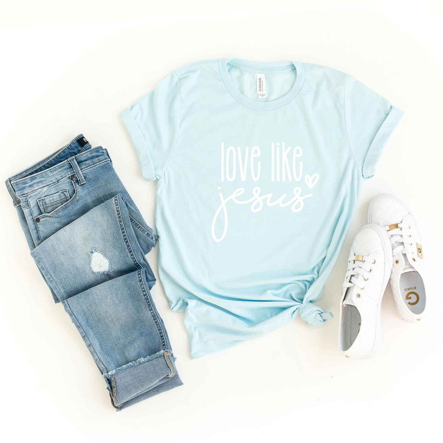 Love Like Jesus Cursive Heart | Short Sleeve Crew Neck