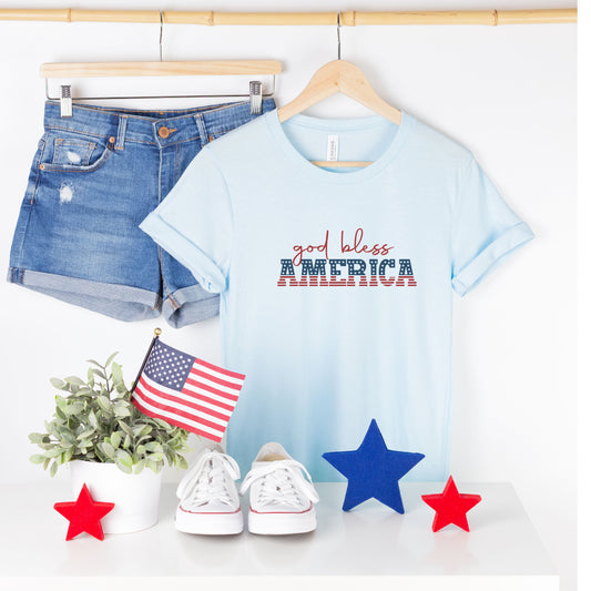 God Bless America Flag | Short Sleeve Crew Neck