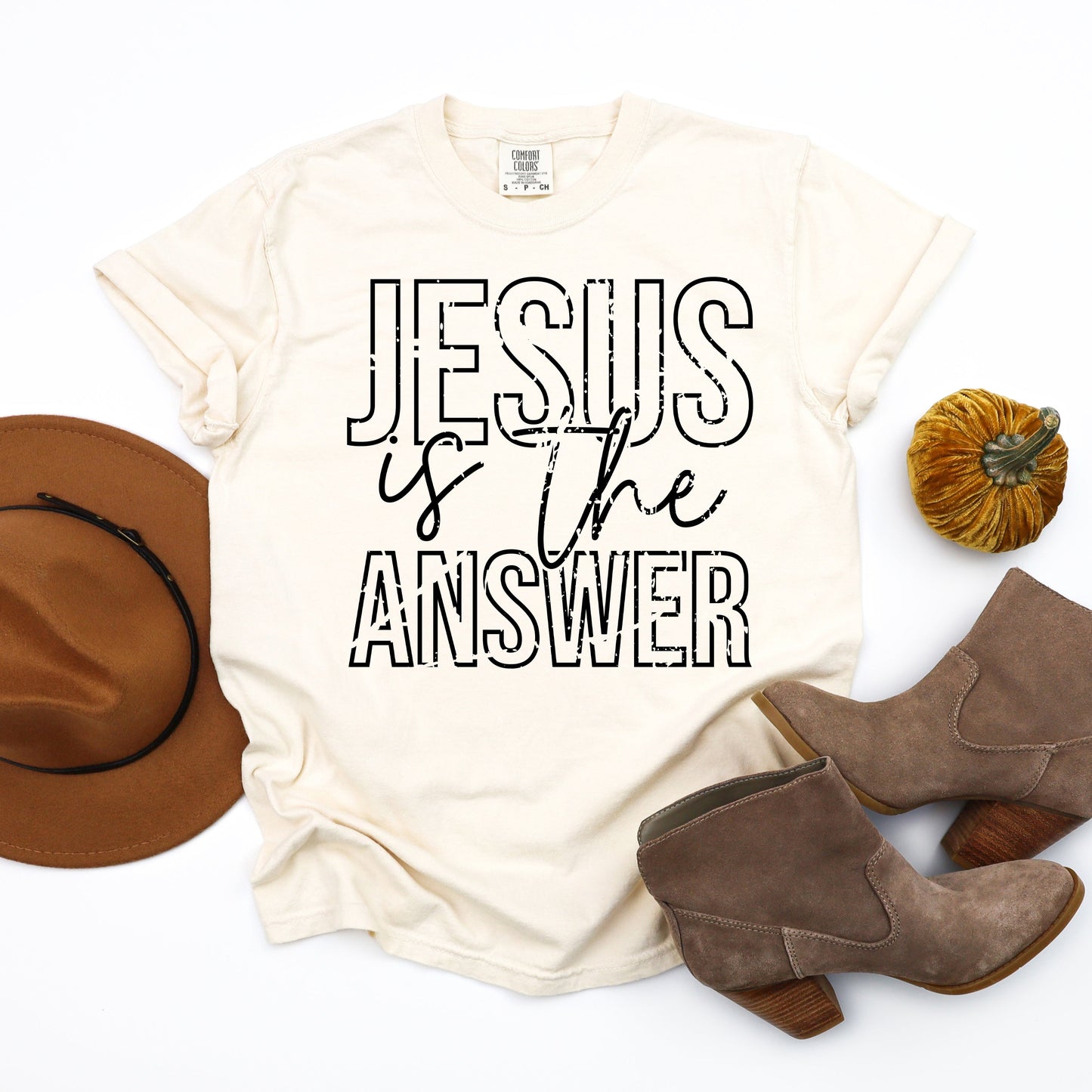 Jesus Is The Answer Block | Garment Dyed Tee |