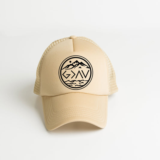 God Is Greater Circle | Foam Trucker Hat