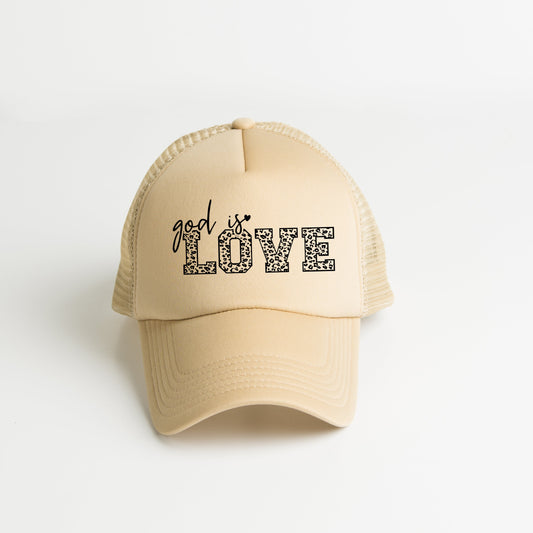 God Is Love Leopard | Foam Trucker Hat