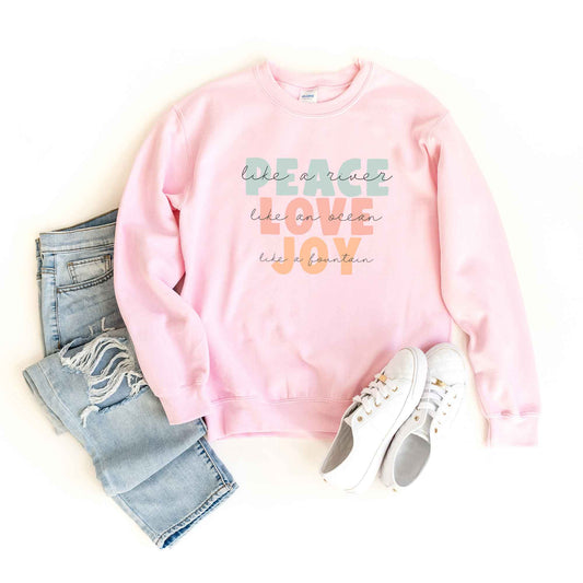 Peace Love Joy Colorful With Scripture | Sweatshirt