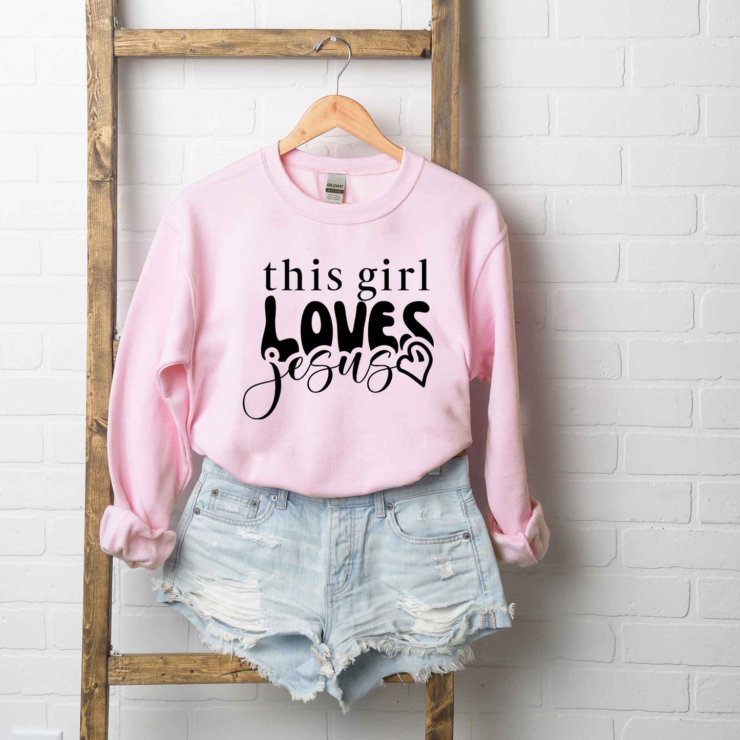 This Girl Loves Jesus Heart | Sweatshirt