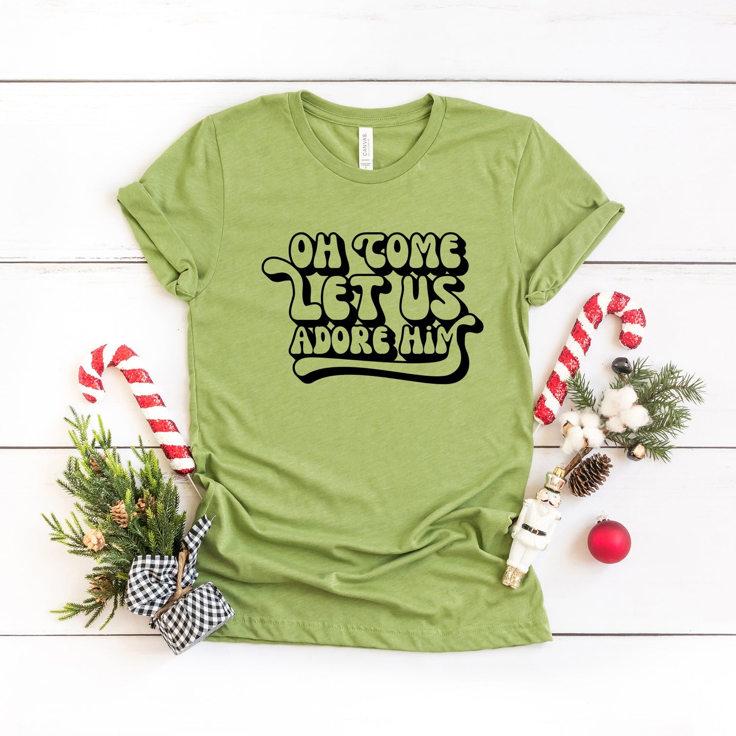 Oh Come Let Us Adore Him Retro | Short Sleeve Crew Neck