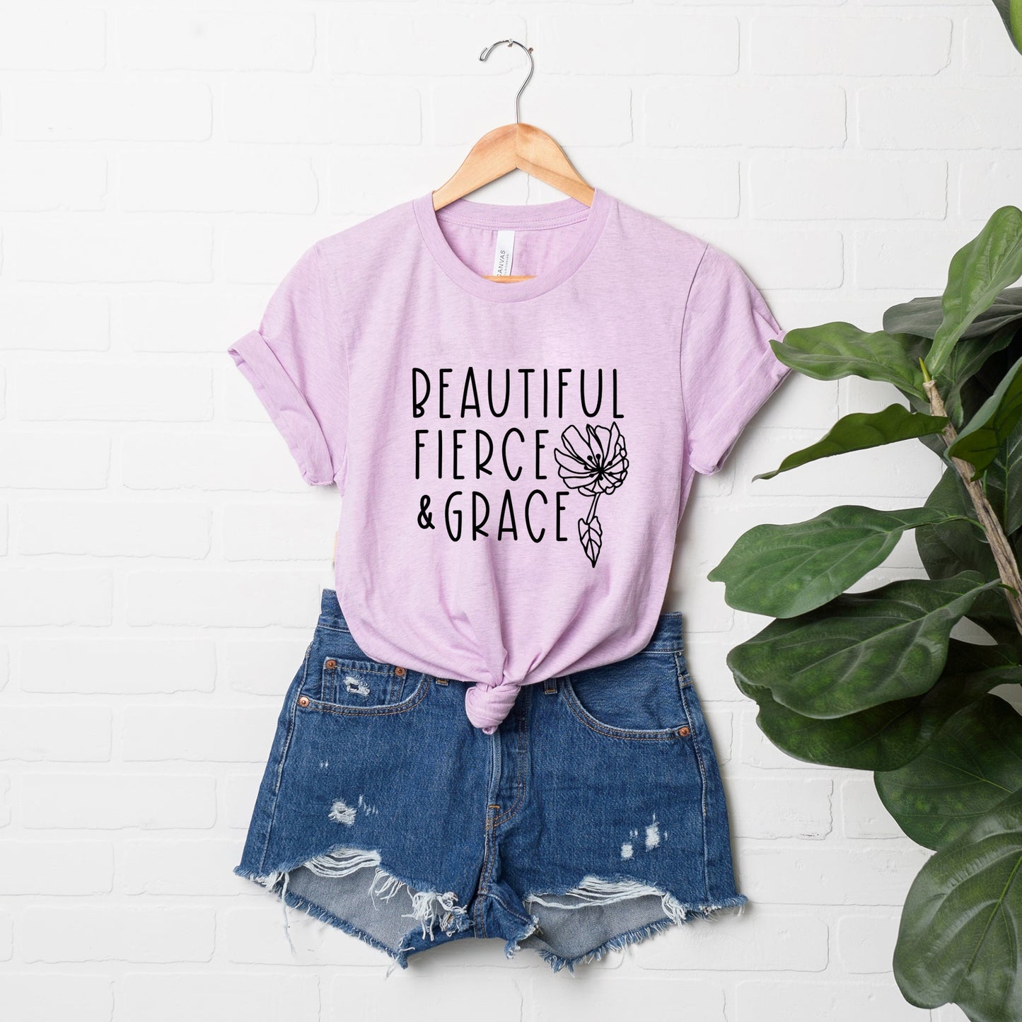 Beautiful Fierce And Grace | Short Sleeve Crew Neck